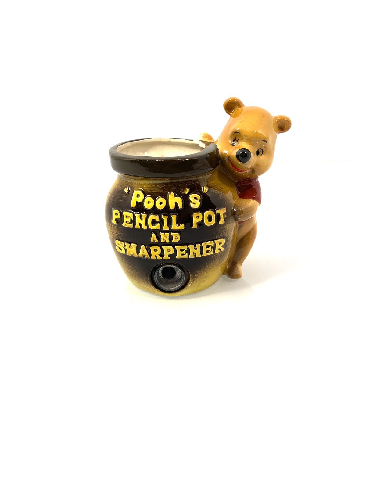 Rare Condition Vtg Pooh's Pencil Pot And Sharpener Walt Disney productions 1964