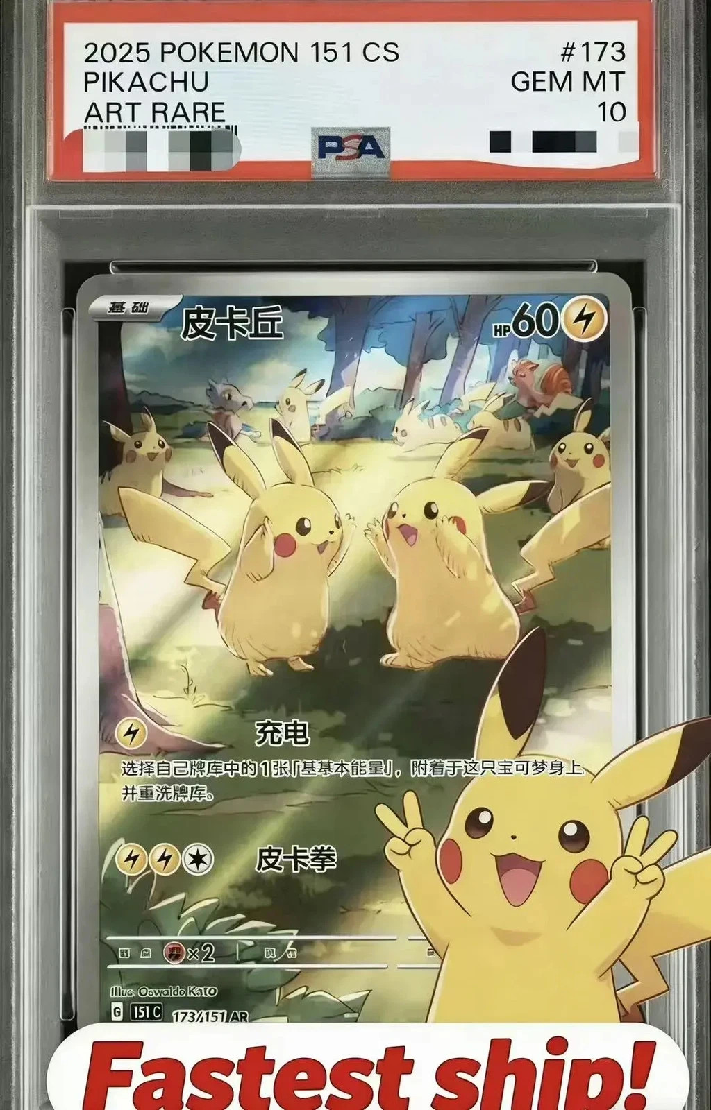 【Fastest ship】 2025 PSA 10 Pokemon Chinese Pikachu AR 173/151 151 Gather MW51