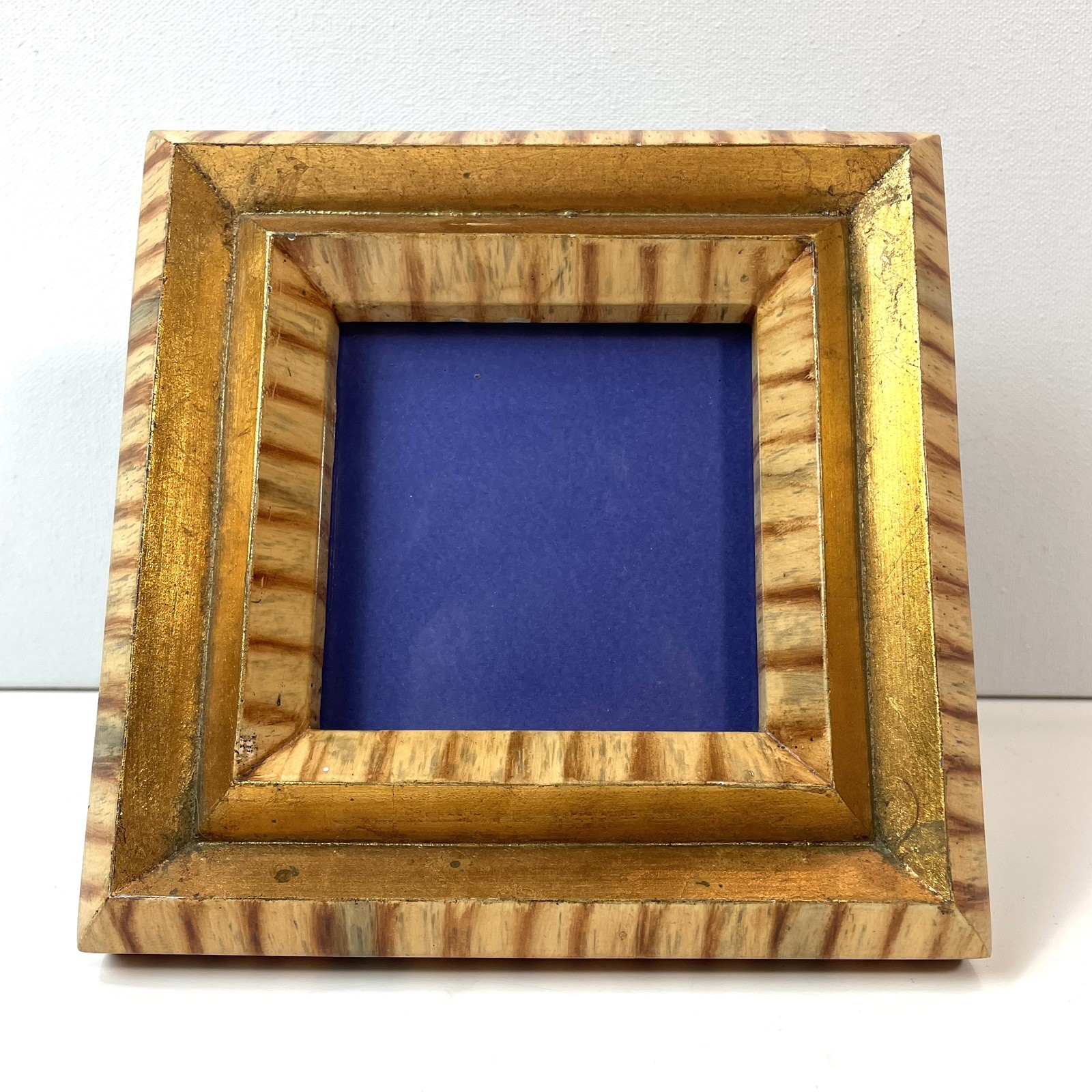 Vintage Postmodern Square Terragraphics Mini Picture Frame Gold Stripes 1990s Vintage Postmodern Square Terragraphics Mini Picture Frame Gold Stripes 1990s
