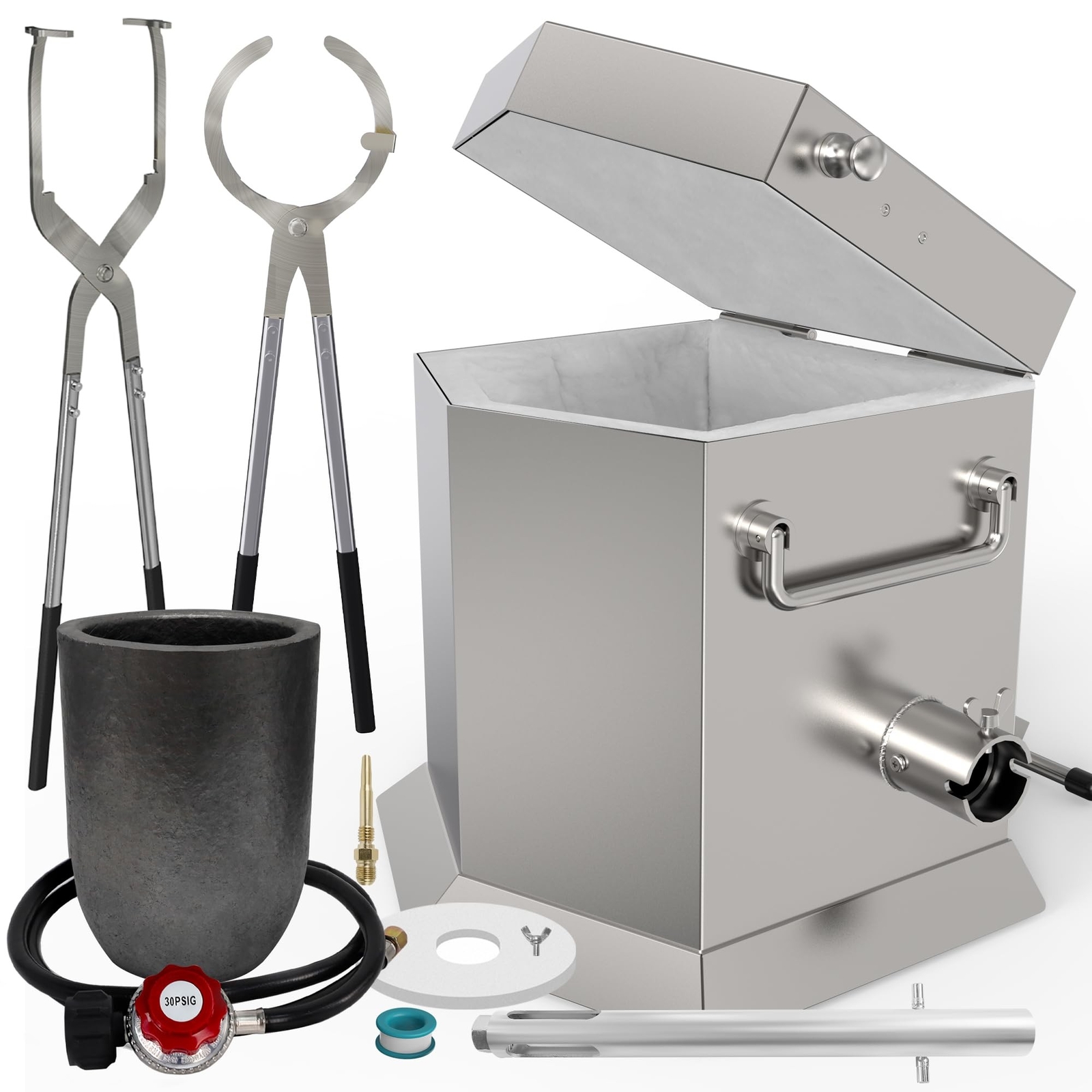 CANALHOUT 7KG/15lbs Propane Melting Furnace Kit with Two Tongs and Crucible, ... CANALHOUT 7KG/15lbs Propane Melting Furnace Kit with Two Tongs and Crucible, ...