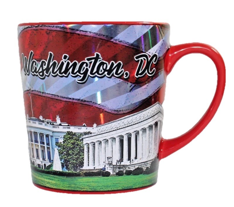 Washington DC Monuments Souvenir Ceramic Coffee Mug 12oz Glossy Vibrant Red NEW