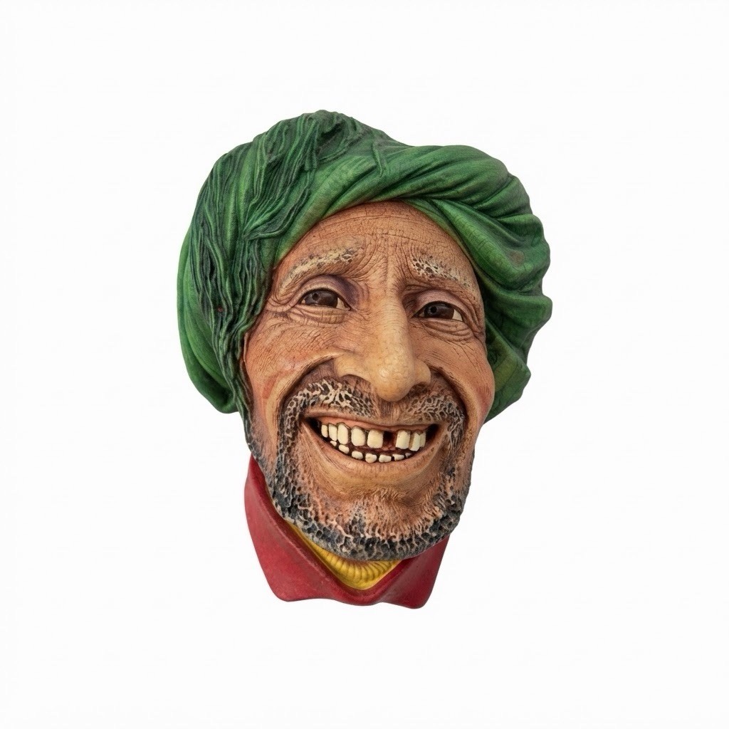 Vintage Bossons Kurd Chalkware Wall Head Figurine Hand Painted England, 4 3/4\