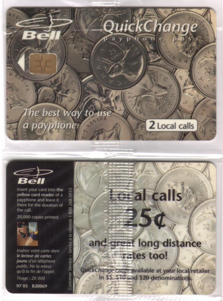 2 Local Calls Canadian Quarters Coins BA Custom Cards Promo SEALED Phone Card