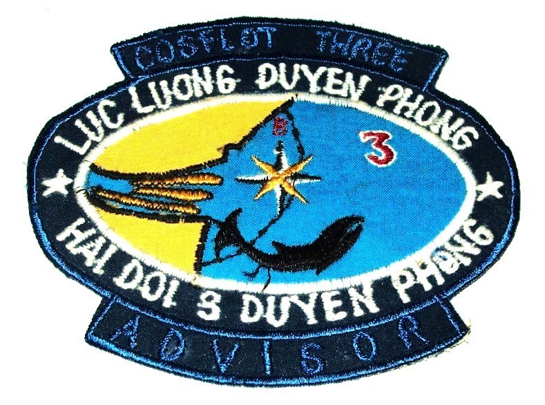 ORIGINAL CUT-EDGE 1960\'s VIETNAMESE MADE NAVY COSFLOT 3 ADVISOR PATCH (GLOWS)