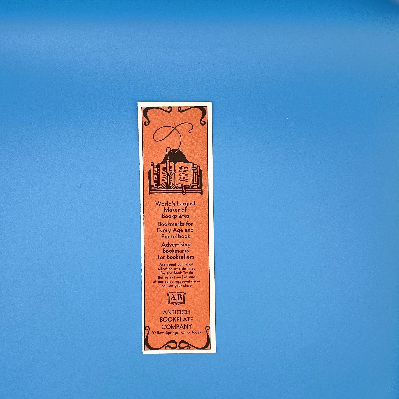 Vintage Antioch Bookplate Company Advertising Bookmark Ohio