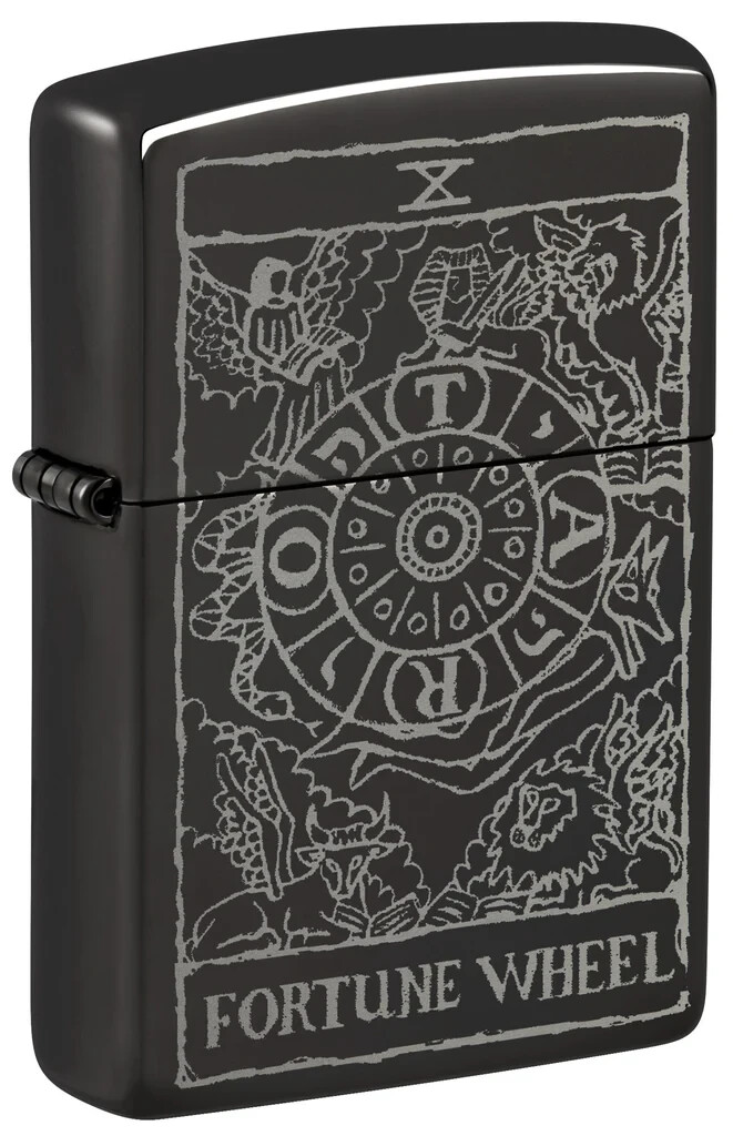 Zippo Wheel of Fortune Tarot Design High Polish Black 46138 Zippo Wheel of Fortune Tarot Design High Polish Black 46138