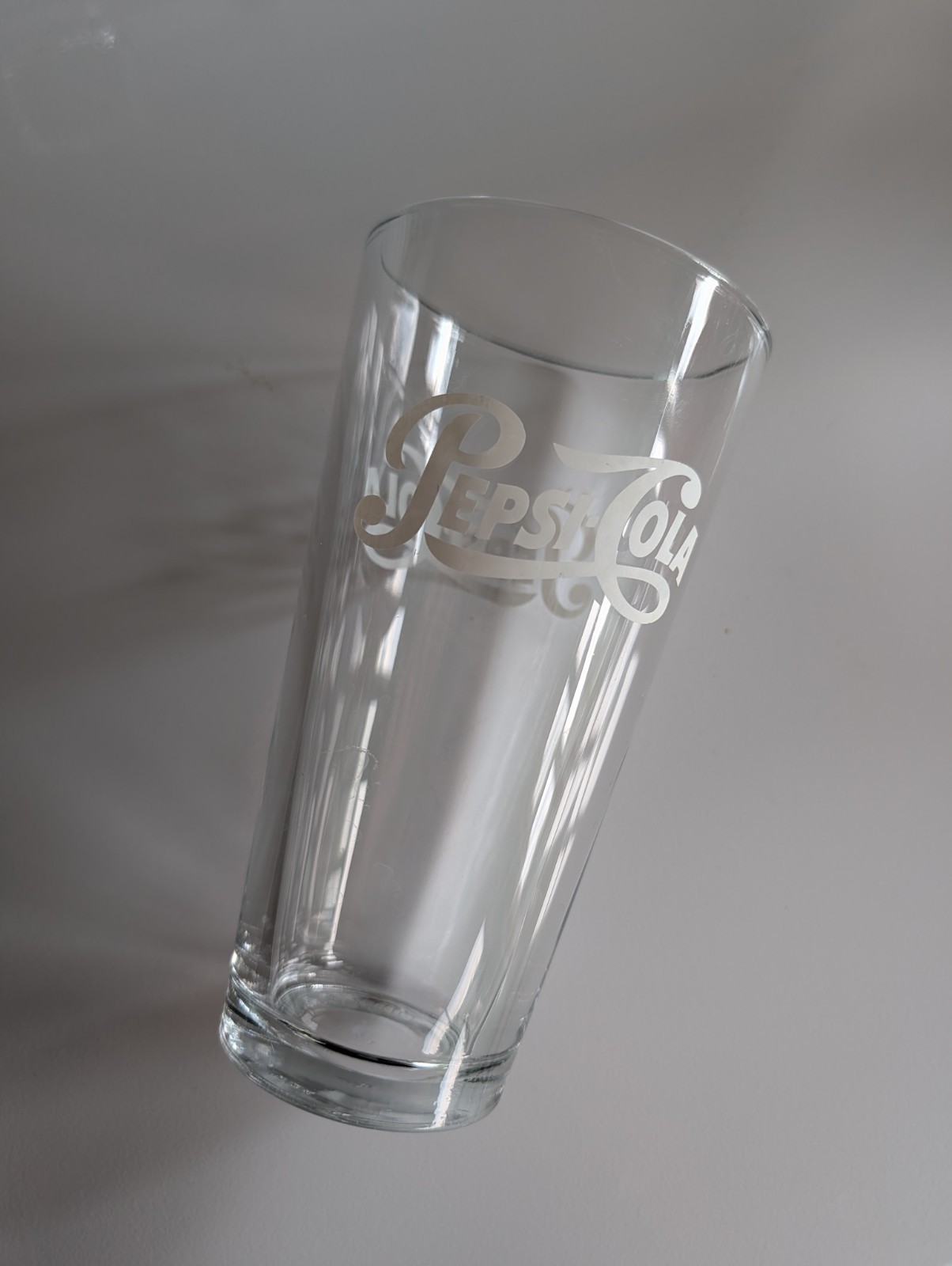Heavy Large Vintage Pepsi Cola Clear Drinking Glass 20 0z - s