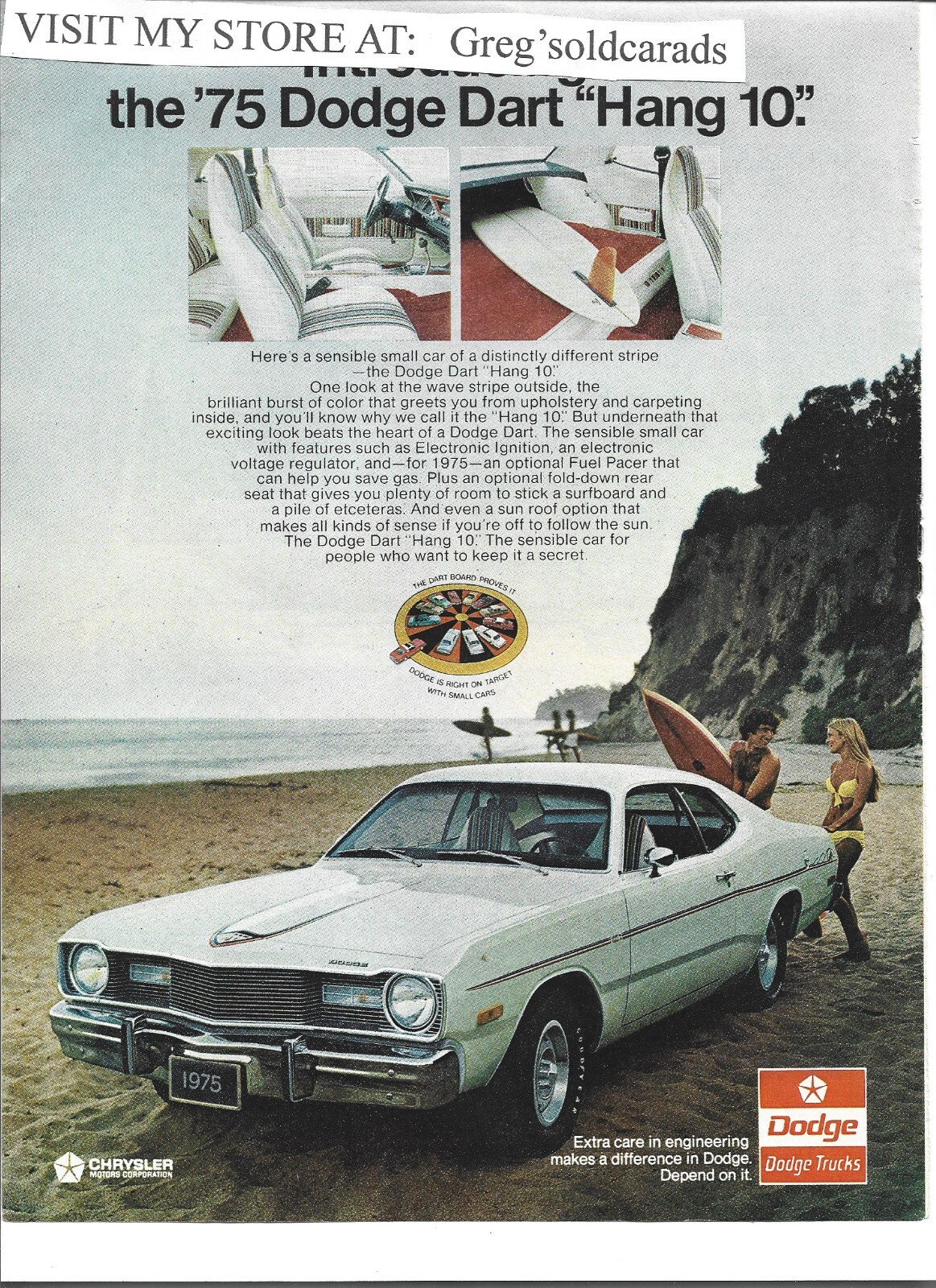 Original 1975 Dodge Dart vintage print ad: \