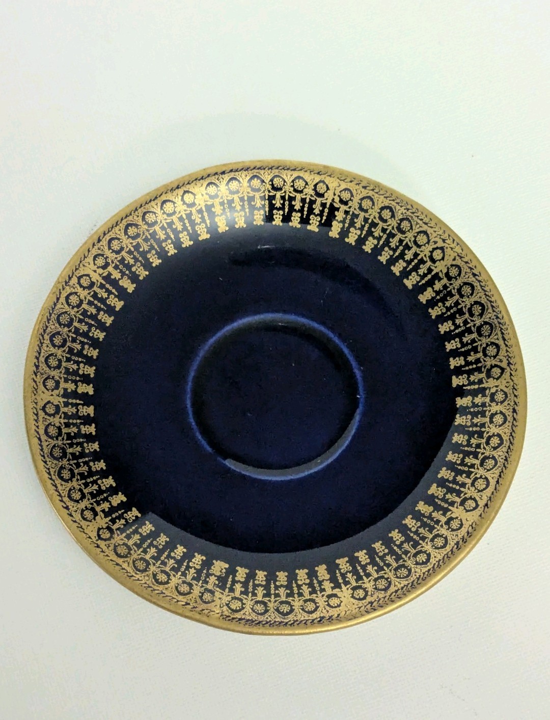 Vintage Steubenville Cobalt Blue Demitasse Saucer Only Gold Detail USA MADE