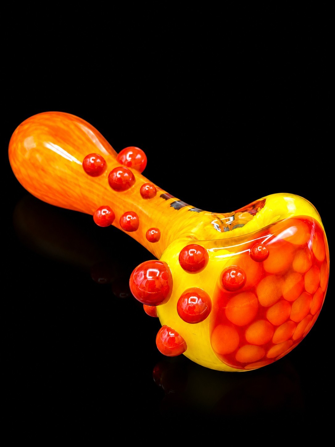 Yellow X Orange Honeycomb Pipe,   Handmade American  Glass 4.8