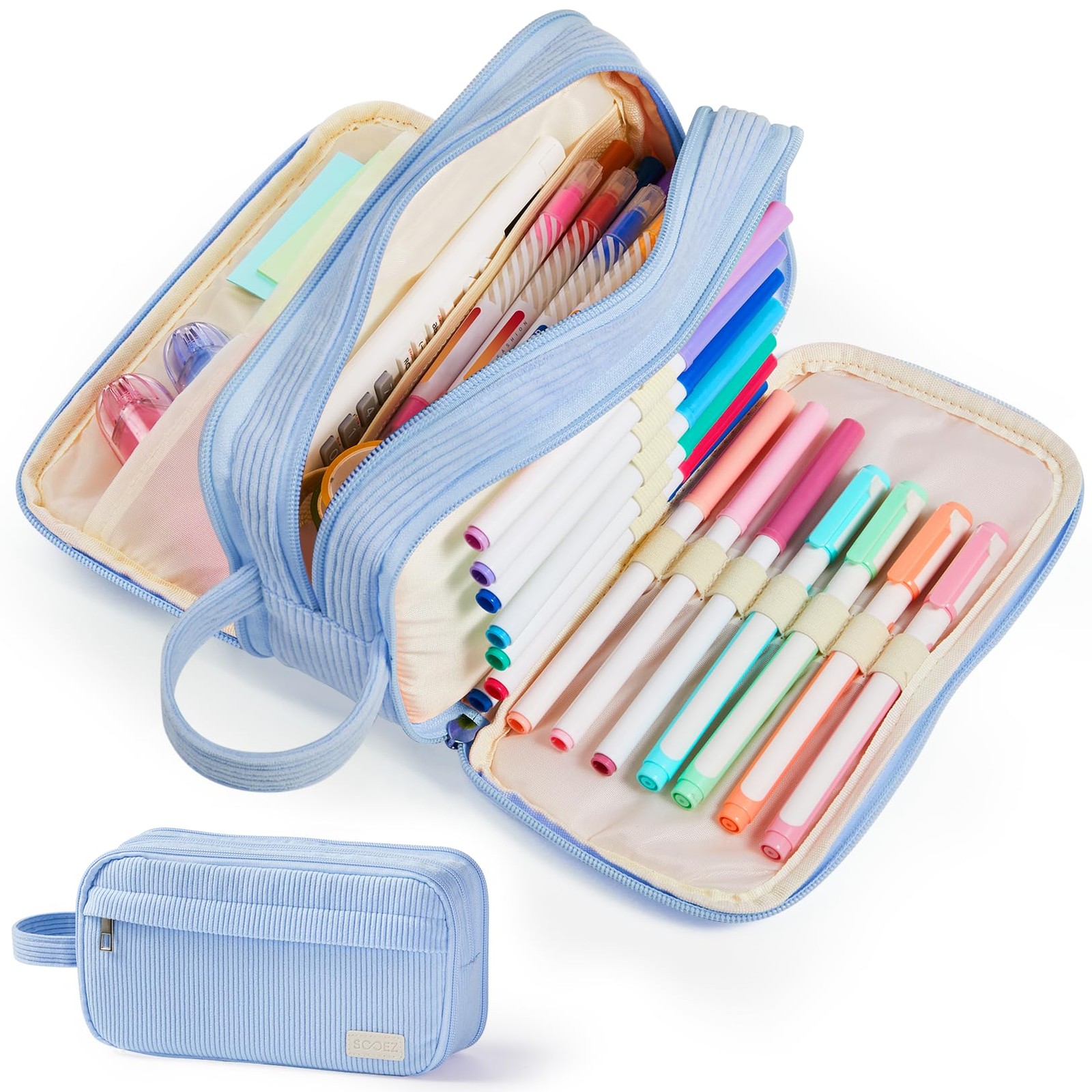 Sooez High Capacity Pencil Case, Soft Corduroy 8.6 x 4.3 x 3 inches, Blue Sooez High Capacity Pencil Case, Soft Corduroy 8.6 x 4.3 x 3 inches, Blue