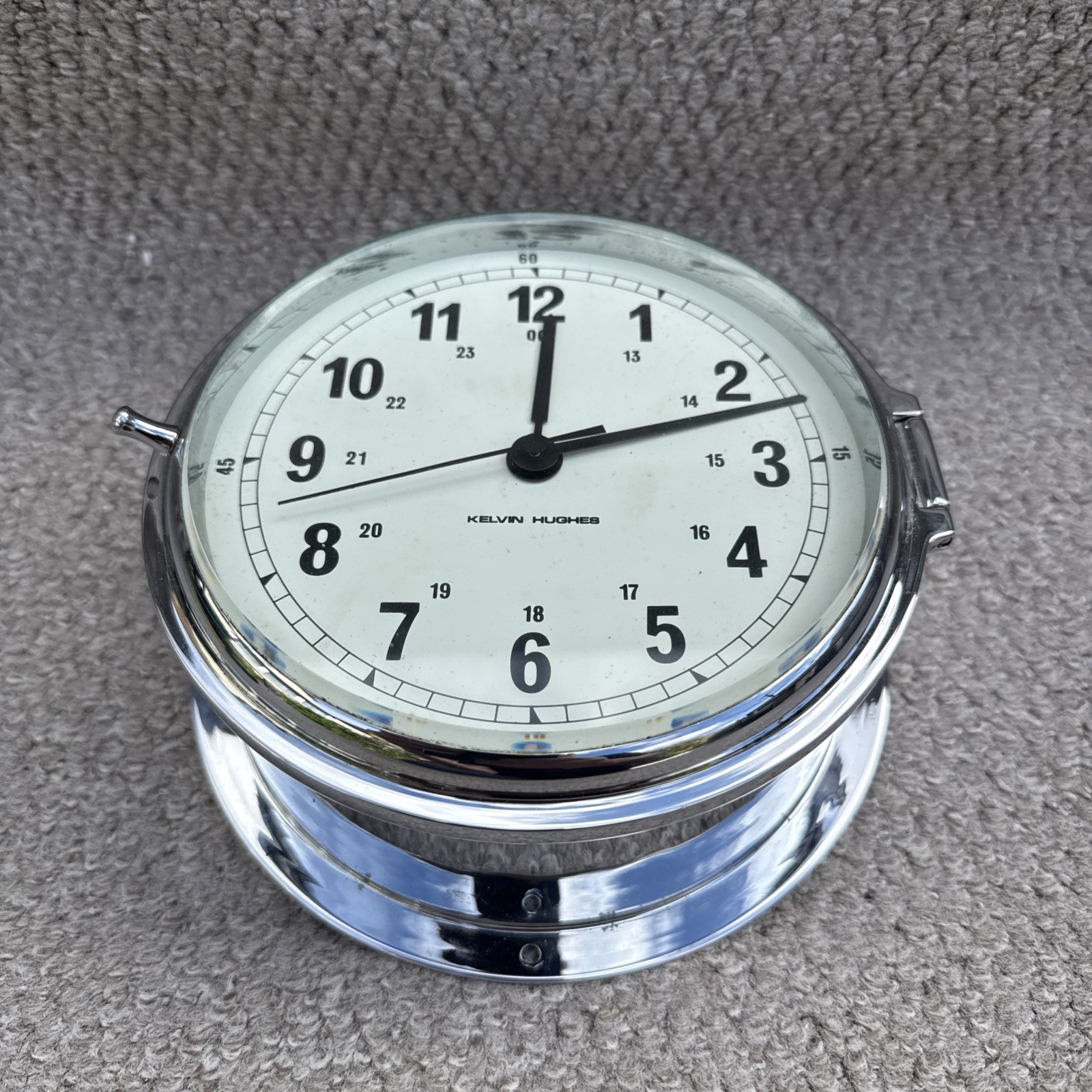 Vintage Ships Clock Chrome Over Brass GWO+Key \