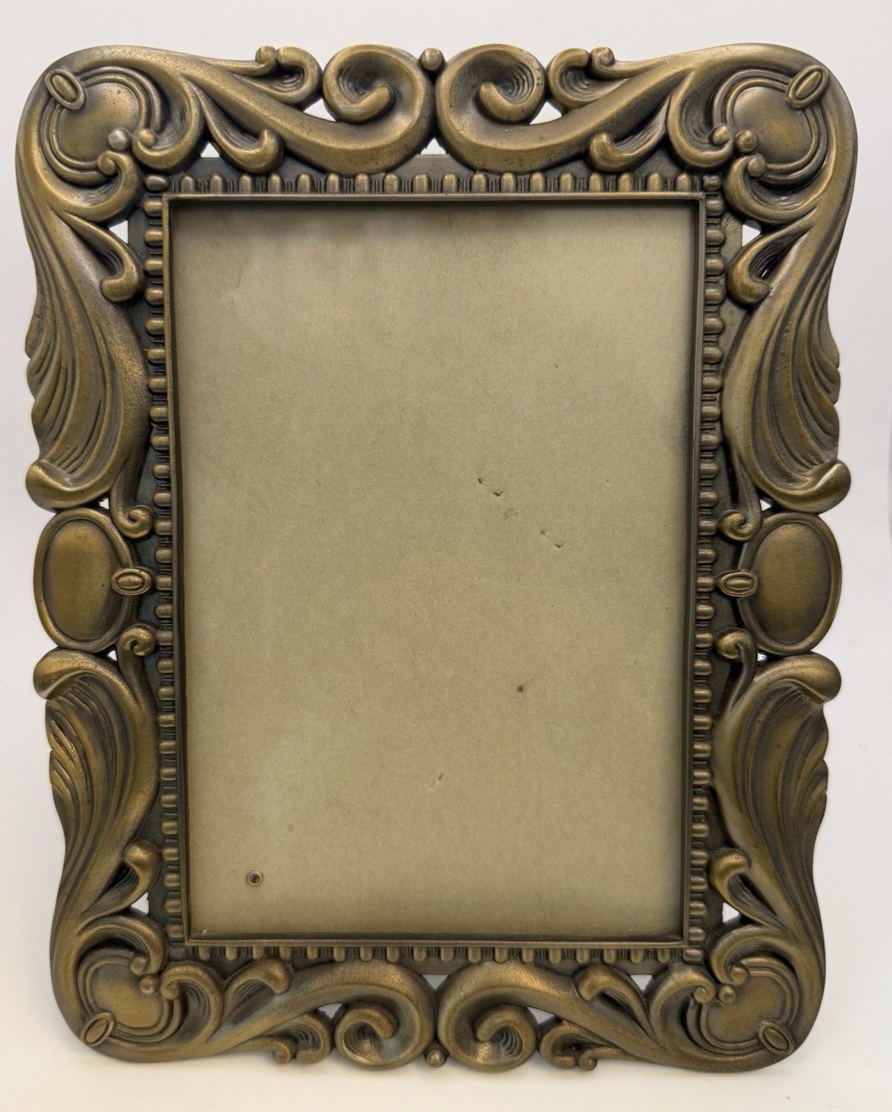 Vintage Ornate Baroque Rococo Revival 5x7 Frame With Antiqued Gold Tone Finish