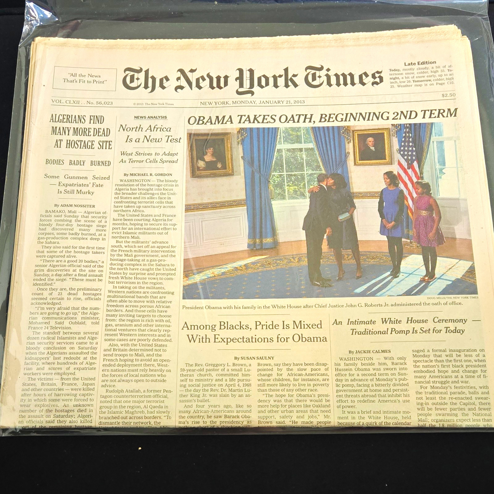 The New York Times Late Edition Monday January 21, 2013 - Obama Takes Oath