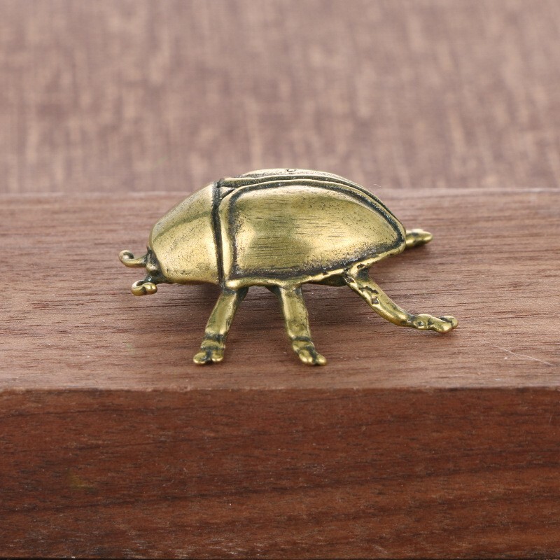 Solid Brass Ladybug Figurine Small Statue House Decoration Animal Figurines Toys