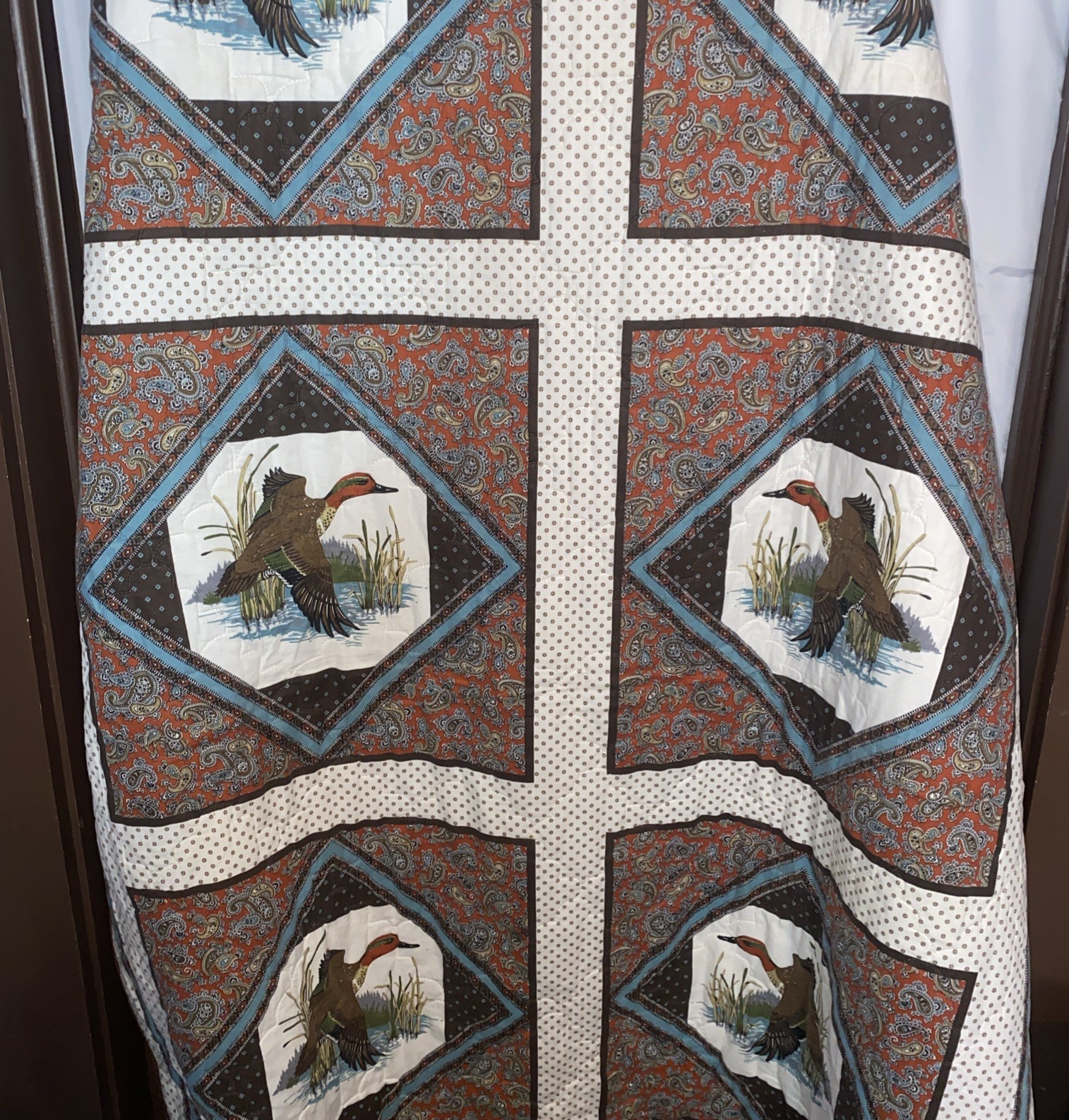 Vtg Handmade Quilt Lot of 2 Twin Boys Bedspread Duck Cabin Camp Cottage 87 x 45