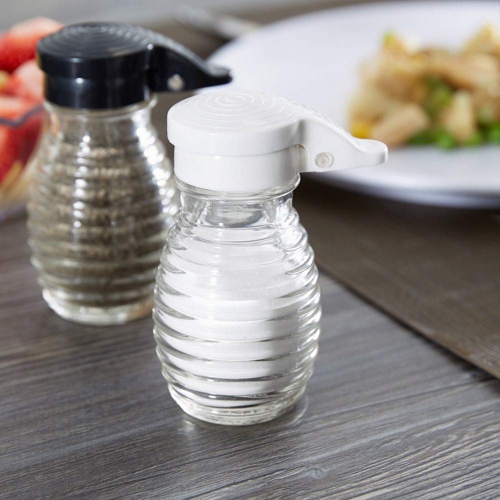 Moisture Proof Beehive Hinged Flip Top Salt And Pepper Shakers Black White