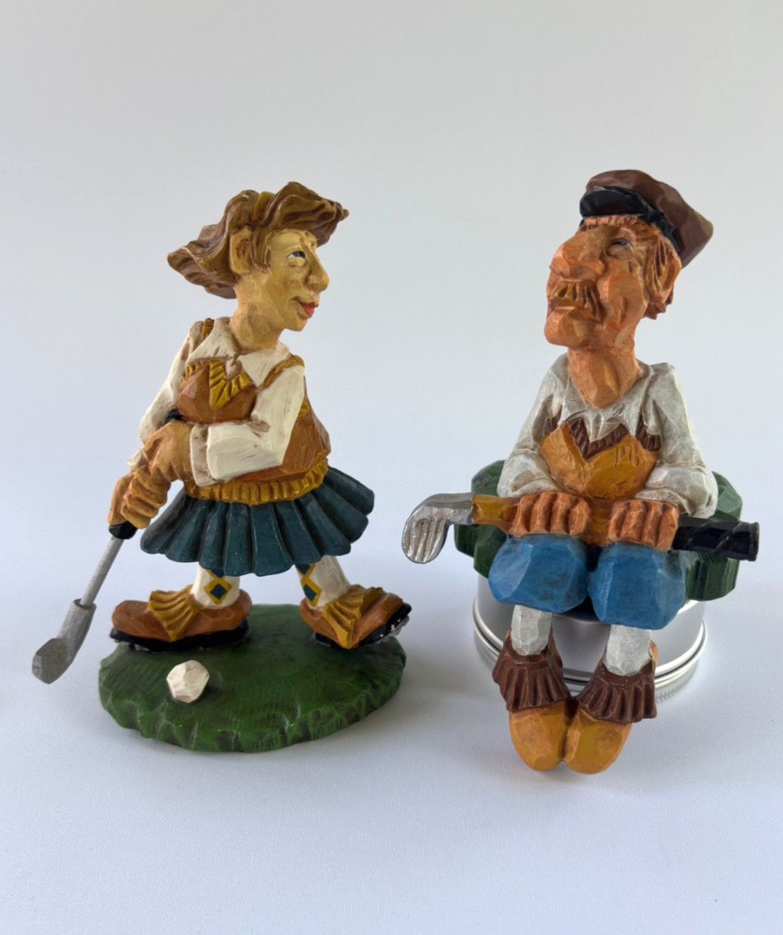 David Frykman The Golfer Figurine Art Sculpture 1998/2000 Pair Couple Golf