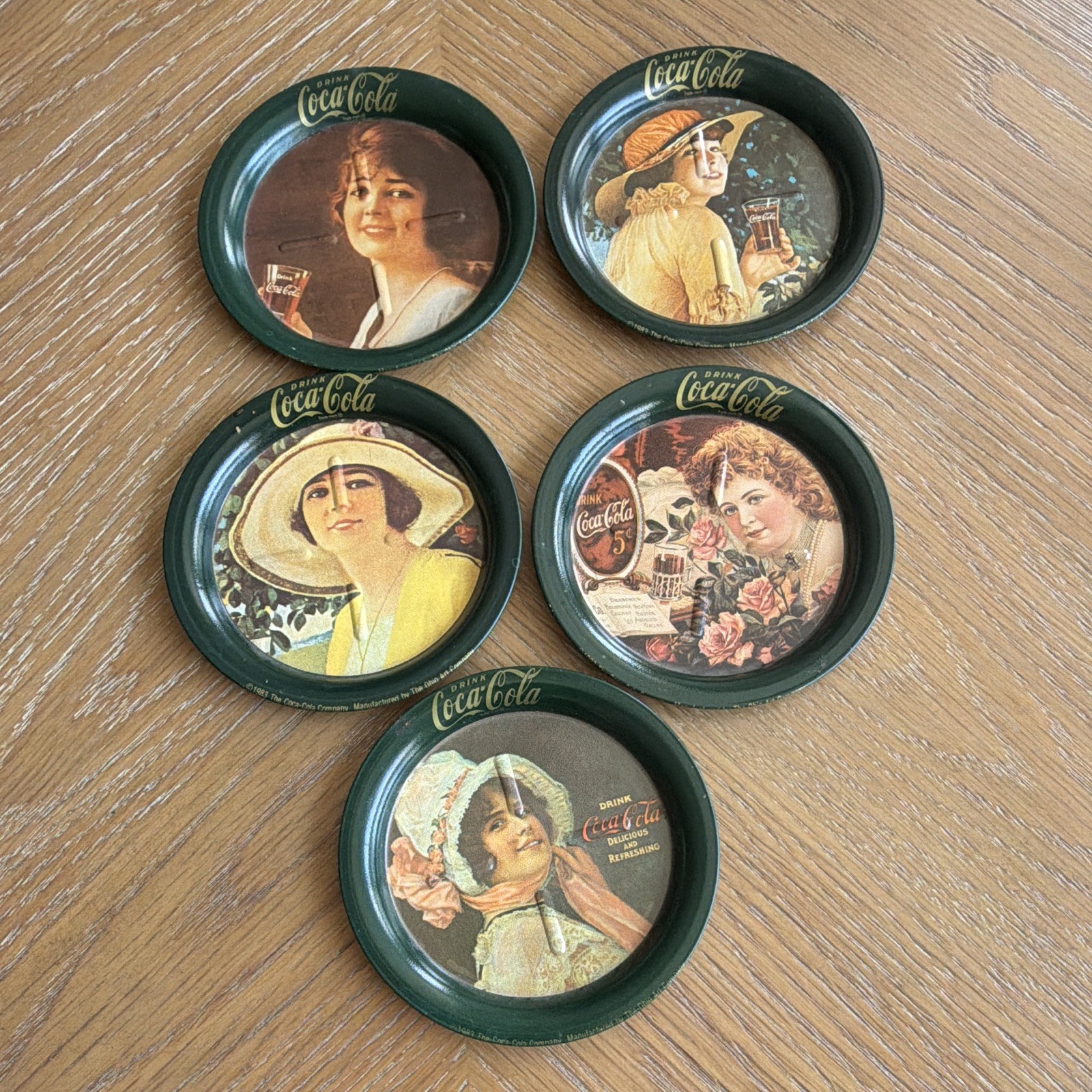 1983 The Coca Cola Company Coasters Manufactured By The Ohio Art Company 5 Set