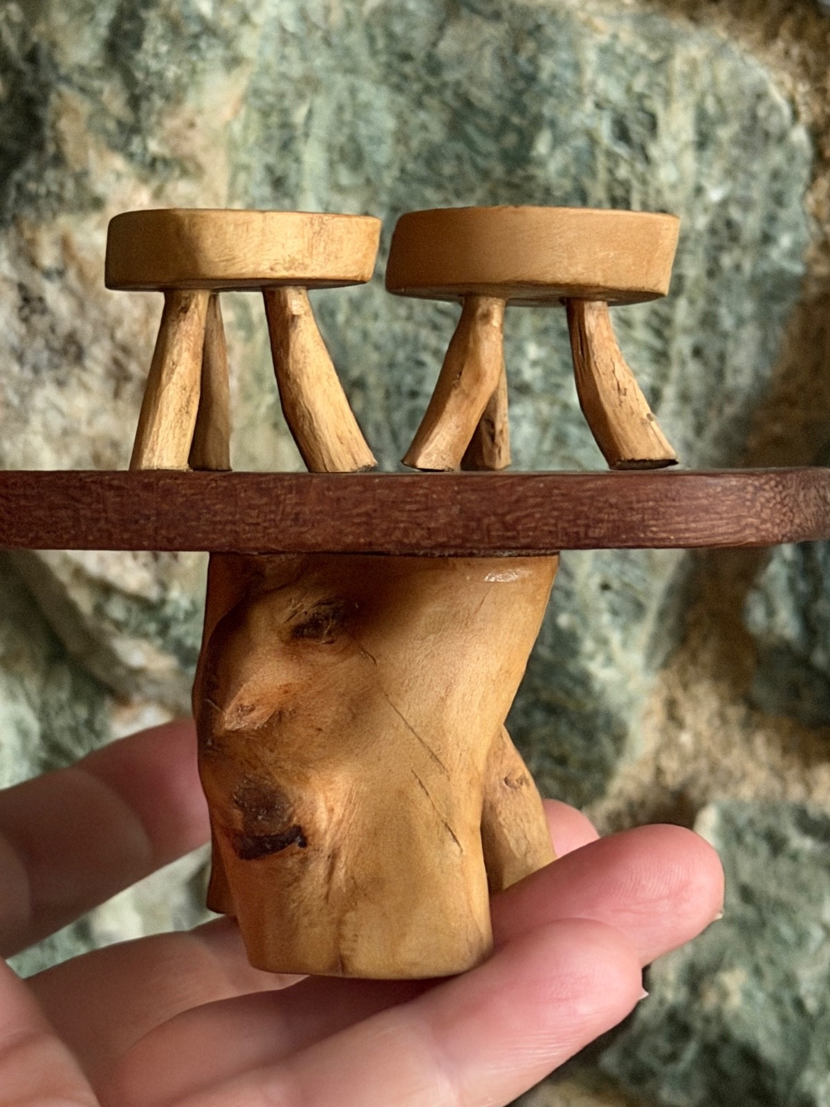 Dollhouse Miniature Traditional Shiwilu Table 2 Stools Indigenous Native Peru