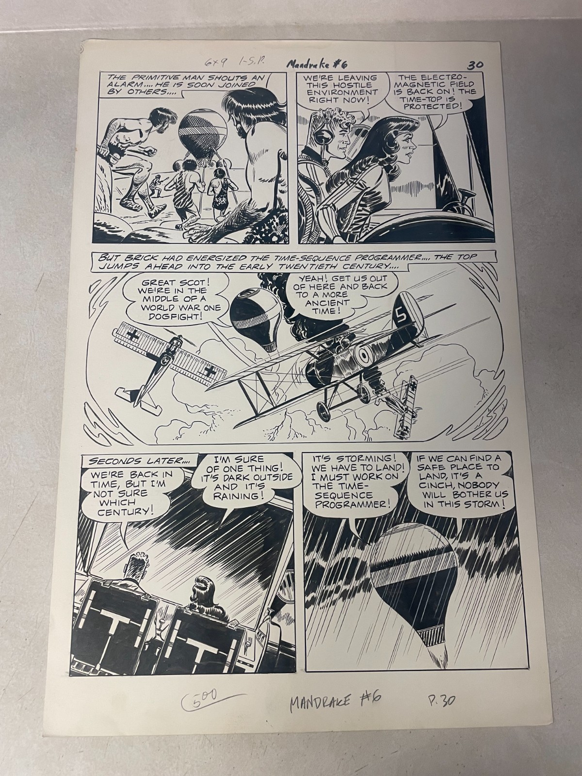 MANDRAKE #6 comic art BRICK BRADFORD SCI FI CAVEMEN DOGFIGHT TIME TRAVEL 1967