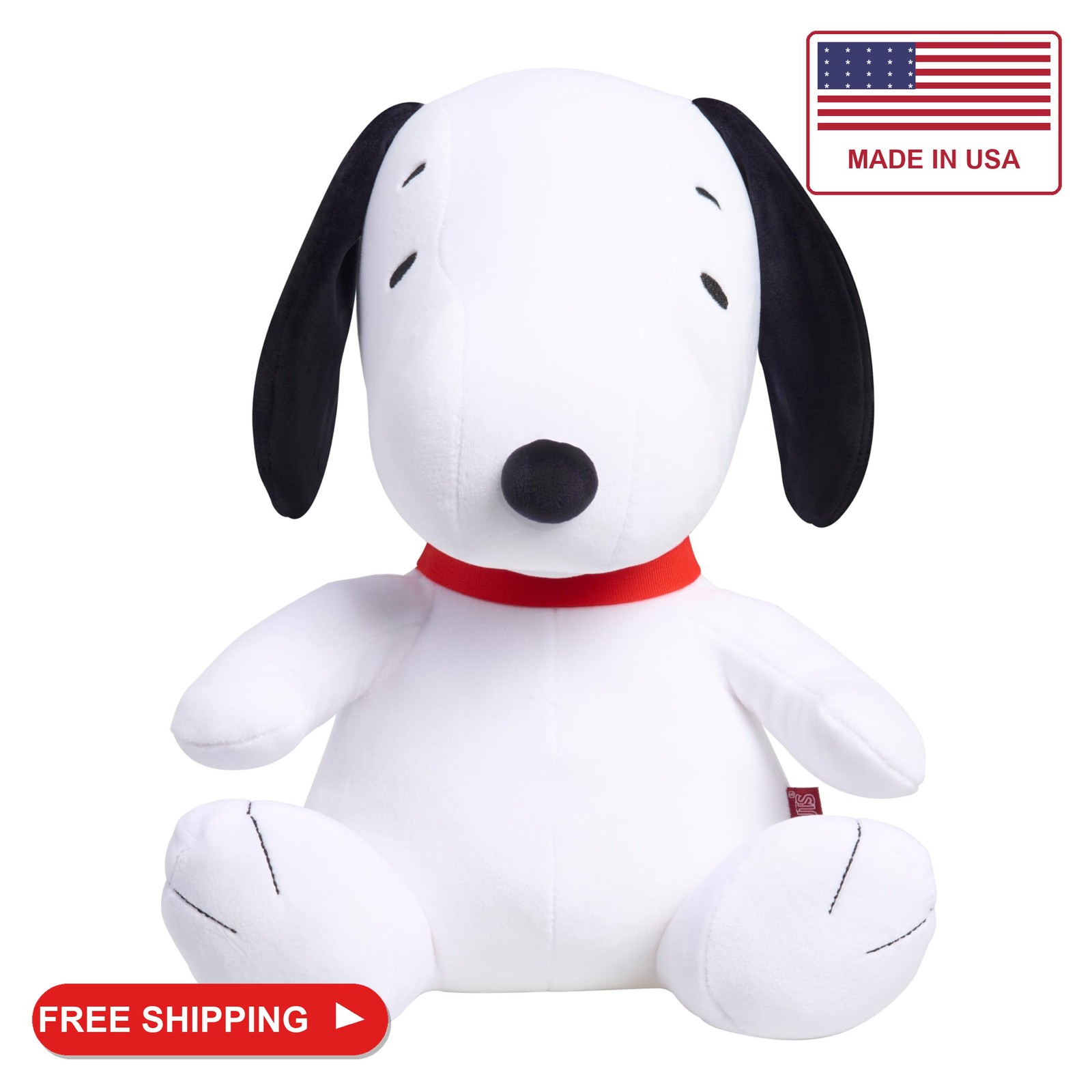 Peanuts Large 2 lb Weighted Plush Snoopy, 12-inch Stuffed Animal, Kids Toys for