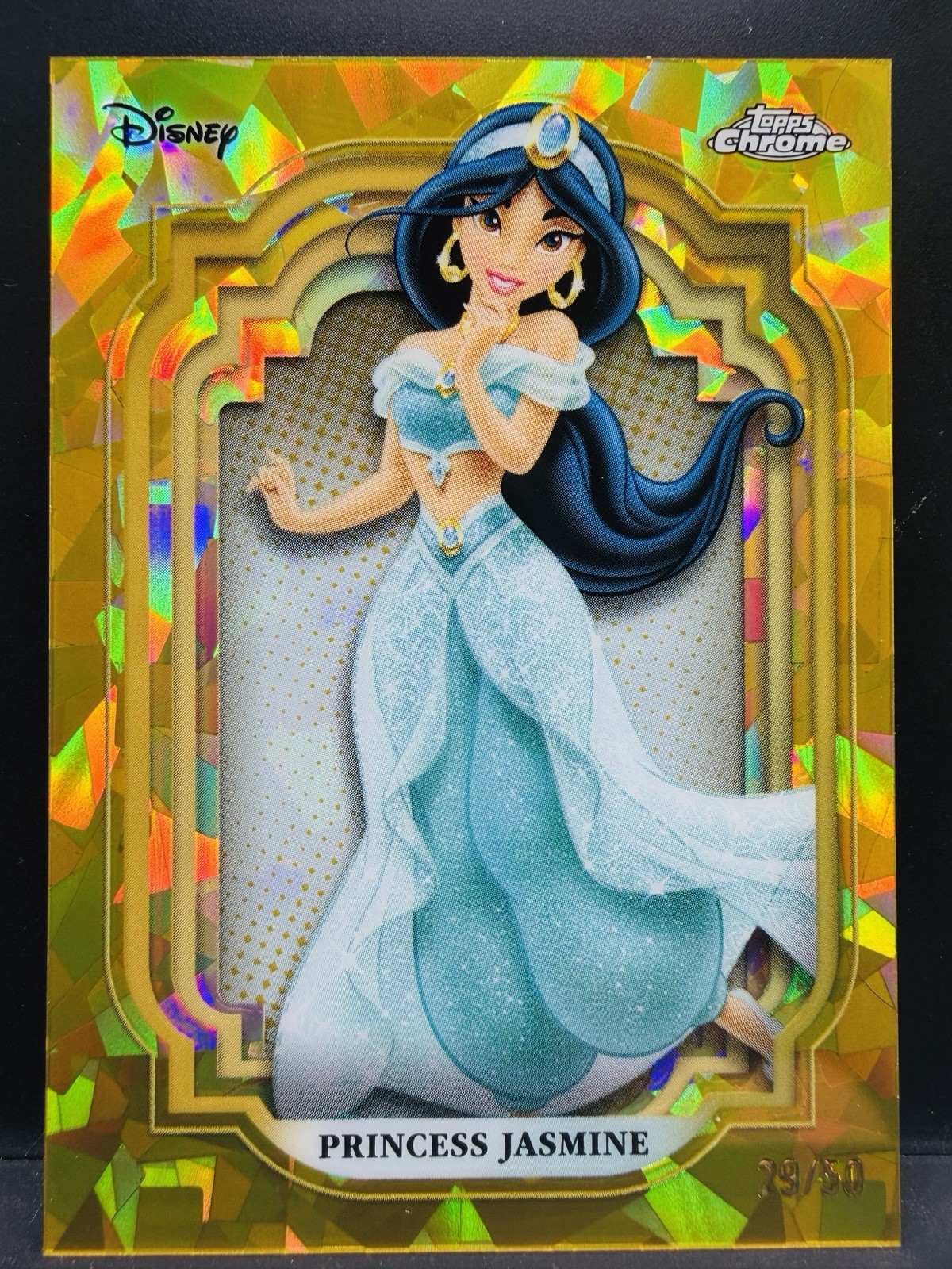 2024 Topps Chrome Disney Sapphire Princess Jasmine Gold Sapphire 29/50
