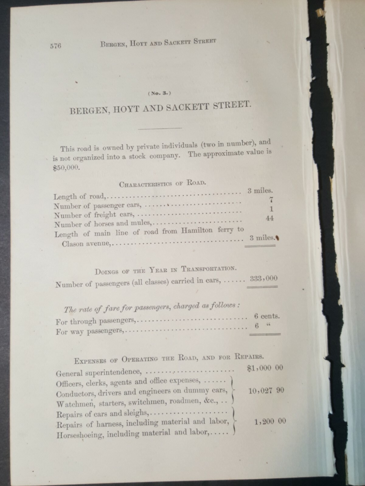 1869 New York horse trolley railroad document BERGEN HOYT & SACKETT Brooklyn