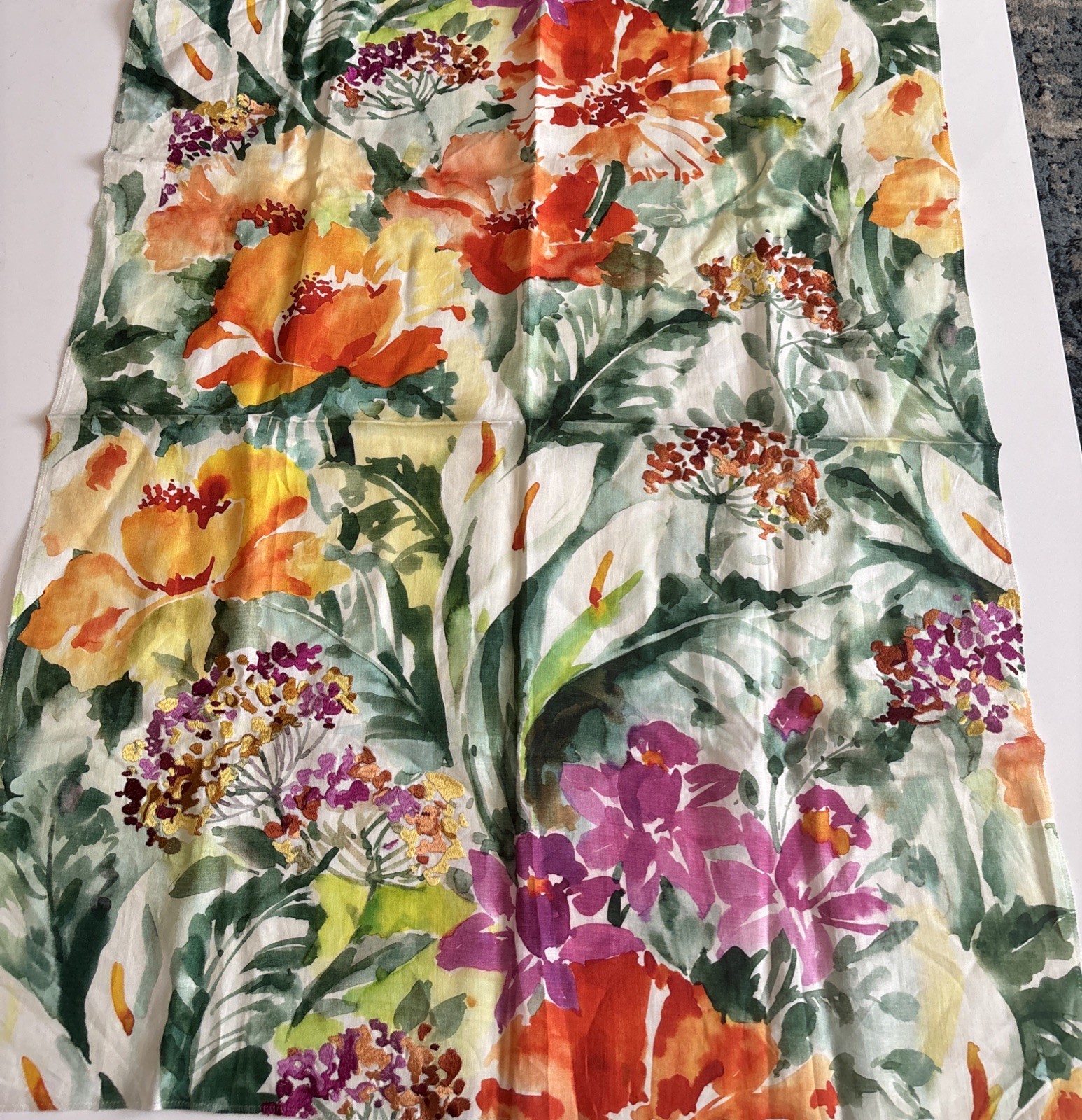 OPUZEN Fabric Sample -Fabulous Floral Cream – Jade Multi 26” X 36” 100% Linen OPUZEN Fabric Sample -Fabulous Floral Cream – Jade Multi 26” X 36” 100% Linen