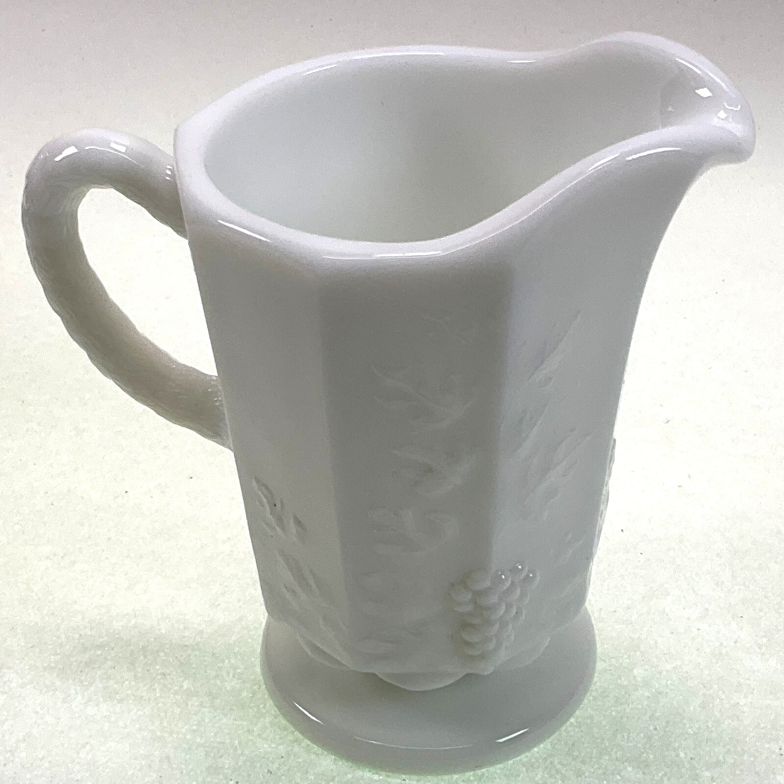 Westmoreland Paneled Grape Milk Glass Creamer Vintage 4 3/4