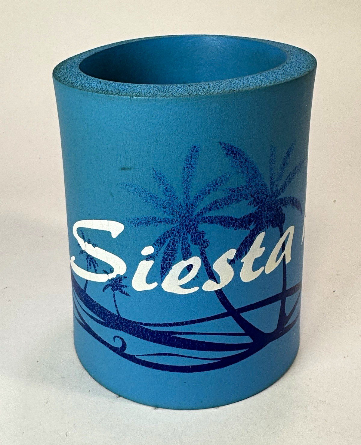 Blue Siesta Key Souvenir can koozie Palm Tree Graphic, Hot/Cold, 1