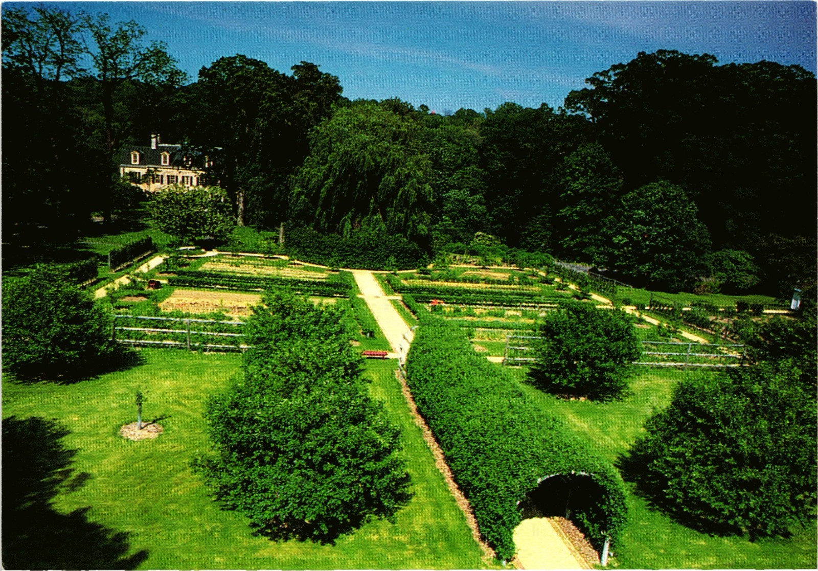 Vintage Aerial View E.I. du Pont Garden Hagley Museum Delaware Postcard Unposted