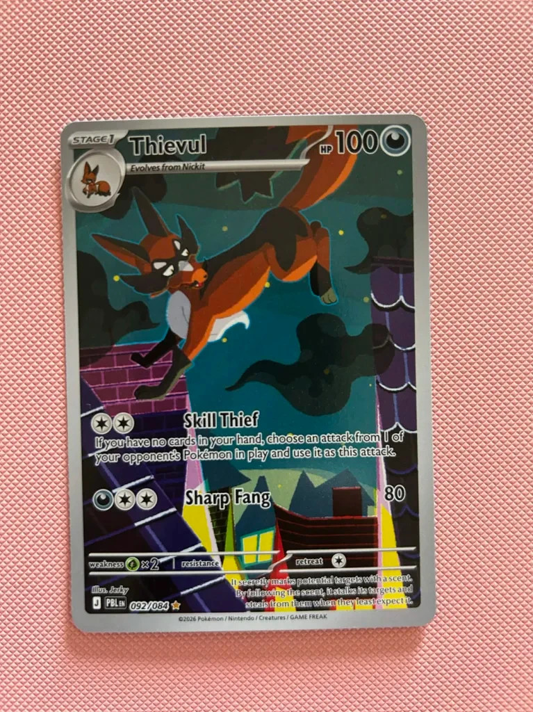 Thievul 092/084 Me05: Pitch Black Holo - English - Pokemon TCG Thievul 092/084 Me05: Pitch Black Holo - English - Pokemon TCG