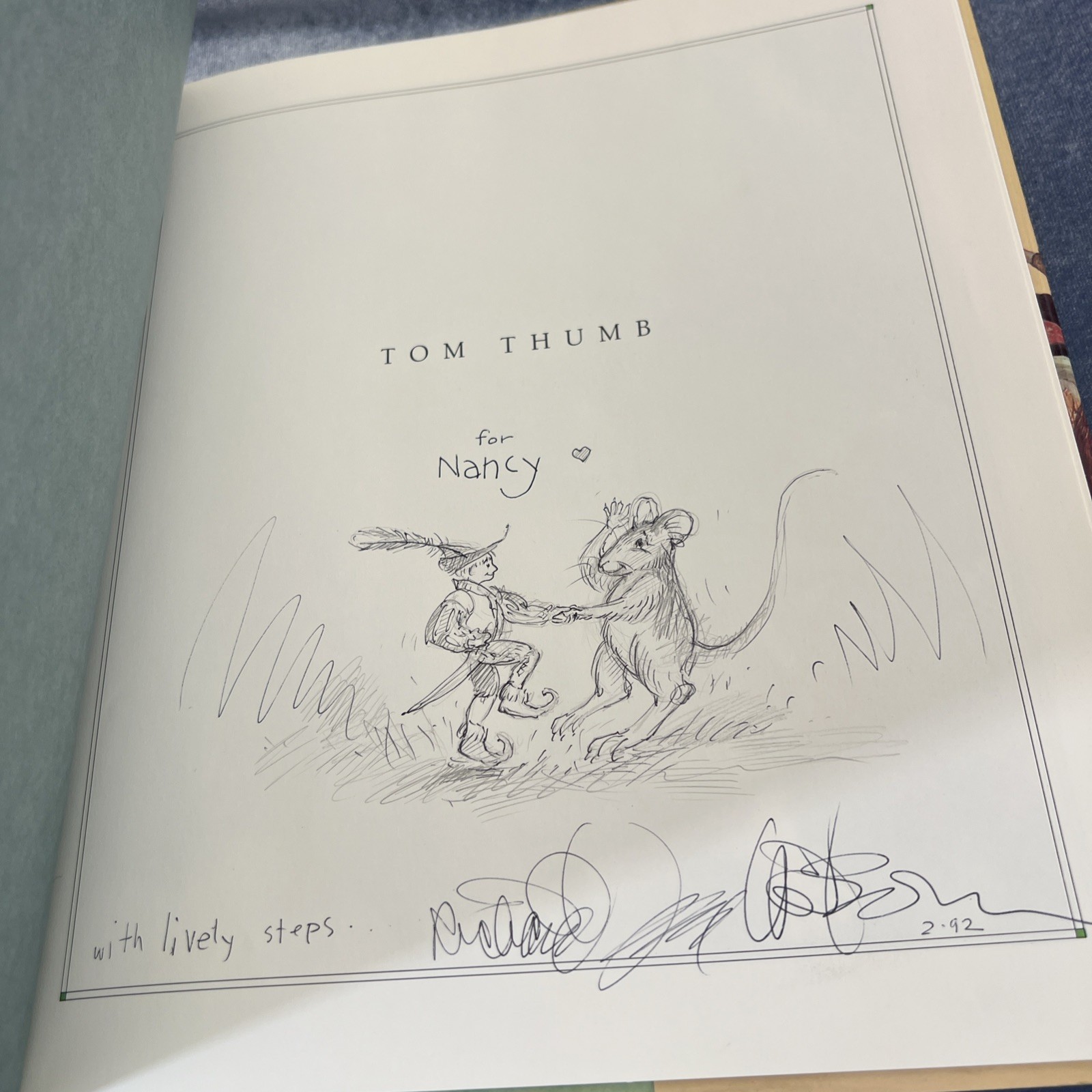 Tom Thumb Richard Jesse Watson SIGNED Original Drawing Sketch 1989 Hardcover