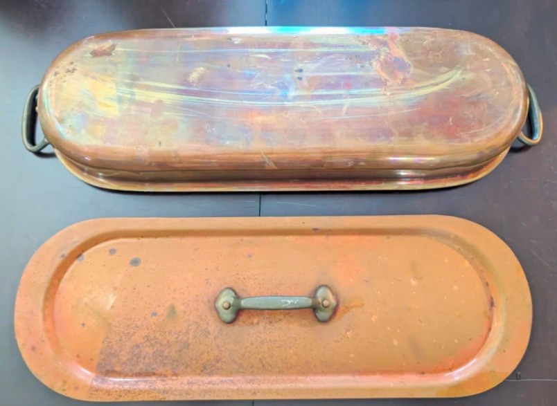 Williams Sonoma France Copper And Tin Fish Poacher Pan With Lid Vintage 1970's