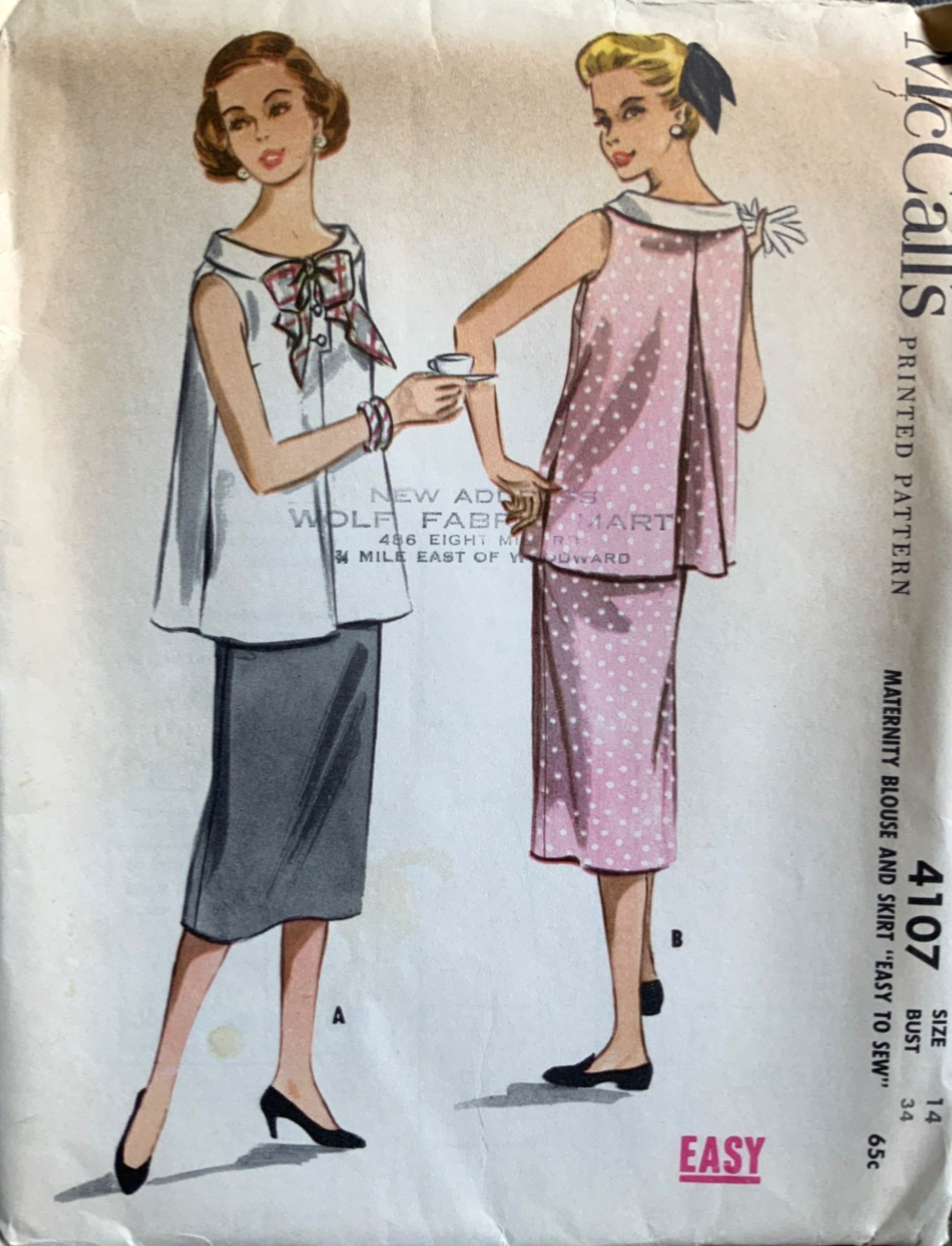 NEW Vtg 1950s McCALL’S Maternity SEWING PATTERN #4107 Sleeveless Top Skirt - Cut