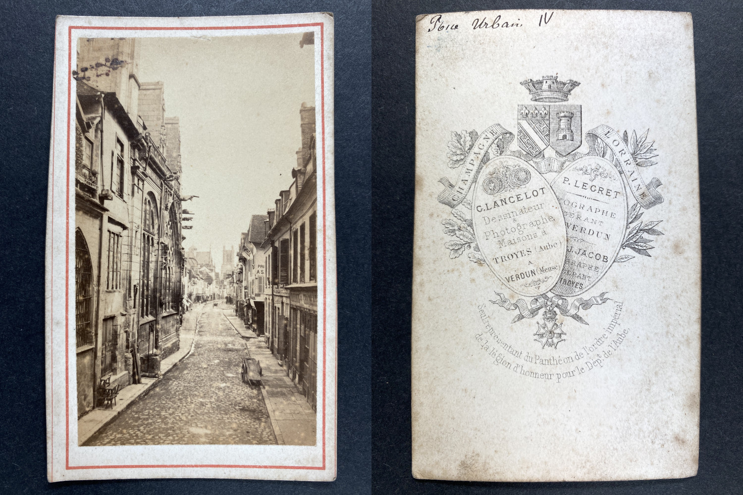 France, Troyes, Rue urban, Photo. G. Lancelot Vintage cdv Albums Print CDV, 