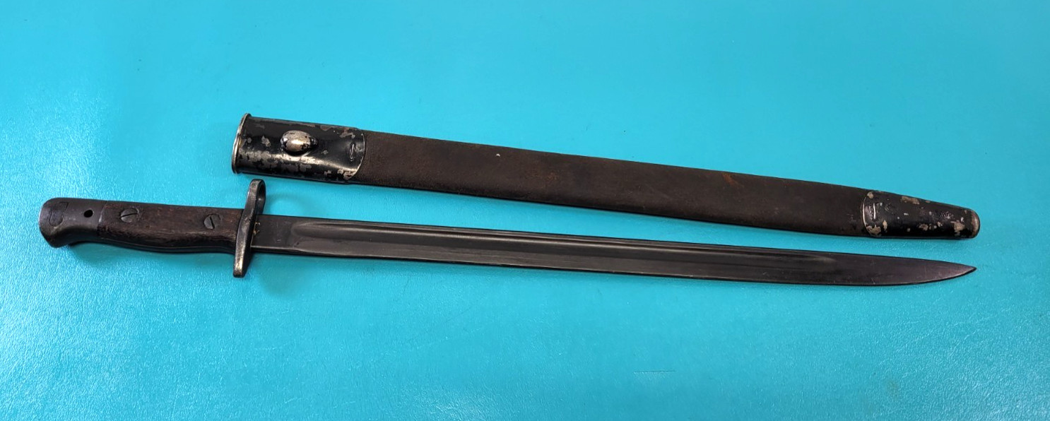 WWI WWII British Pattern 1907 Rifle Bayonet + Scabbard TR1797