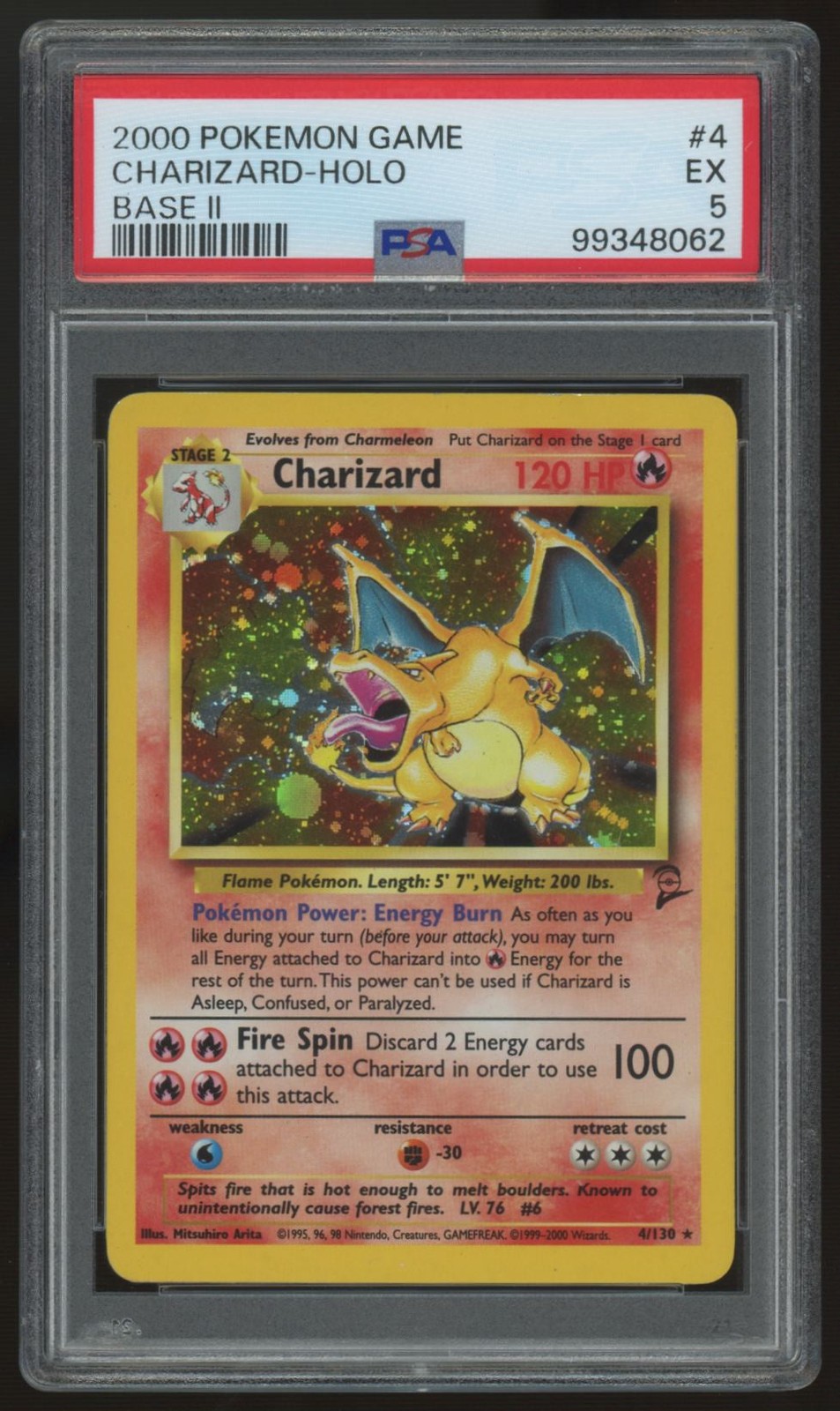2000 Pokemon Charizard Base Set 2 Holo #4 PSA 5