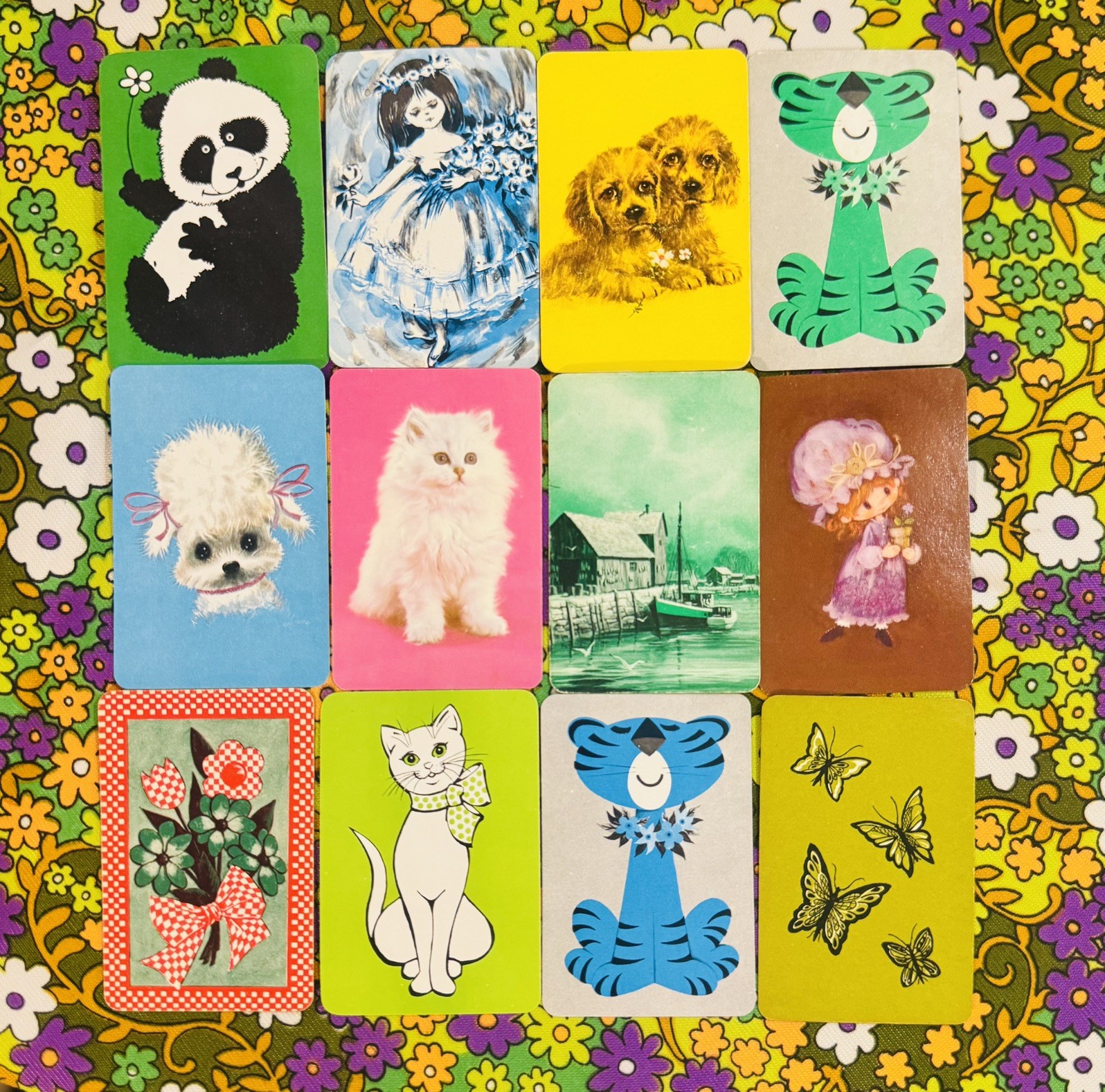 Vintage Miniature Playing Cards Lot of 12-Cute Retro Designs | Single Swap Cards