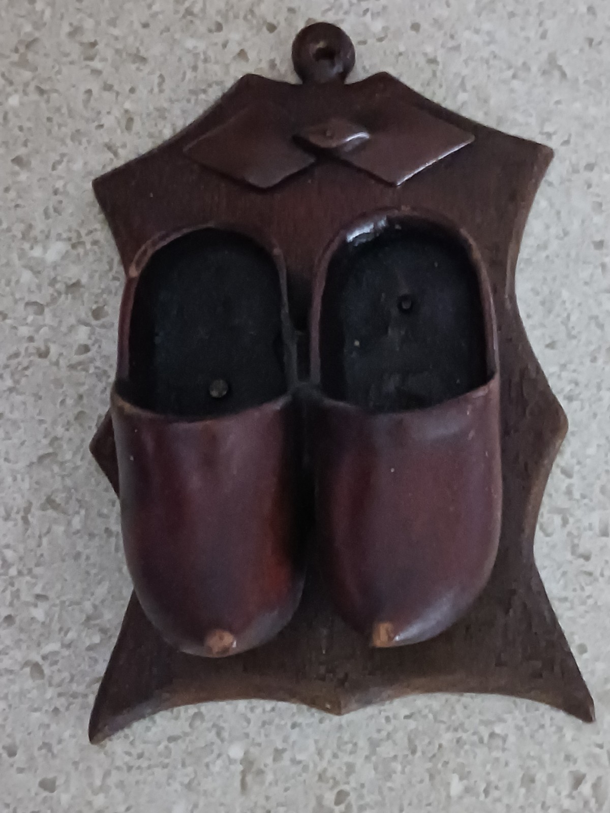 Vintage Match Holder Dutch Shoes Wood Wall Hanger 4\