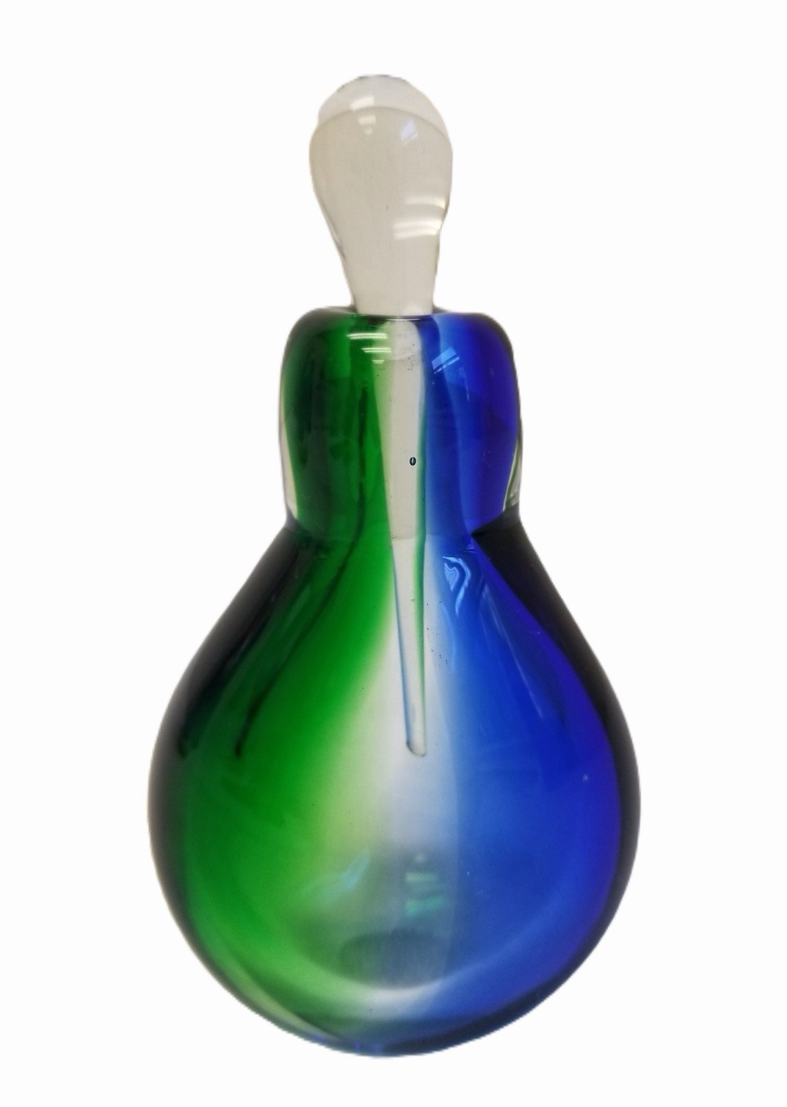 VTG Murano Glass Perfume Bottle Stopper Hand Blown Blue Green
