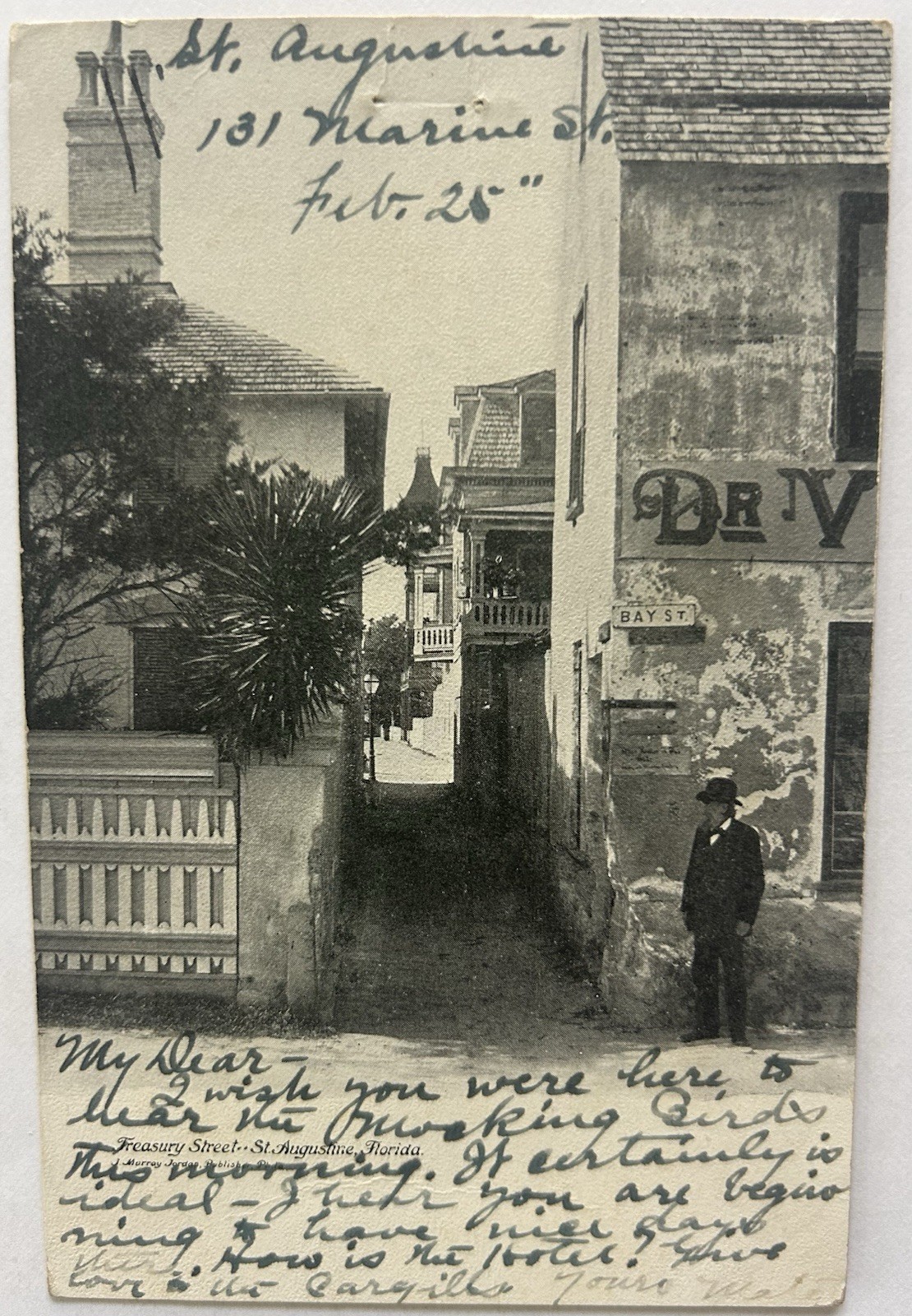 Vintage RPPC Postcard - St. Augustine Florida Treasury Street Narrow Alley 1905