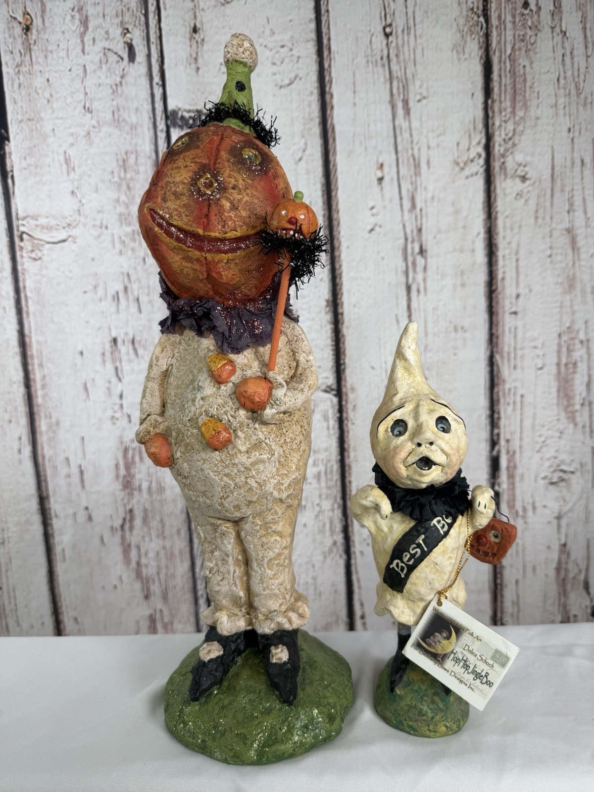 2PC Debra Schoch for Bethany Lowe Halloween Primitive Folk Art Figure LOT