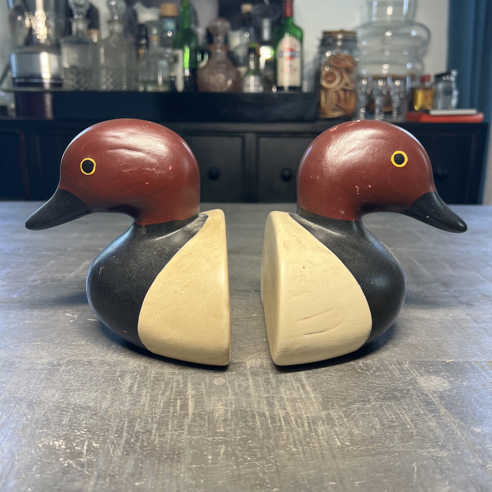 Vintage N.S. Gustin Co Duck Bookends Hand Painted Ceramic Mallard 6” Pair Vintage N.S. Gustin Co Duck Bookends Hand Painted Ceramic Mallard 6” Pair