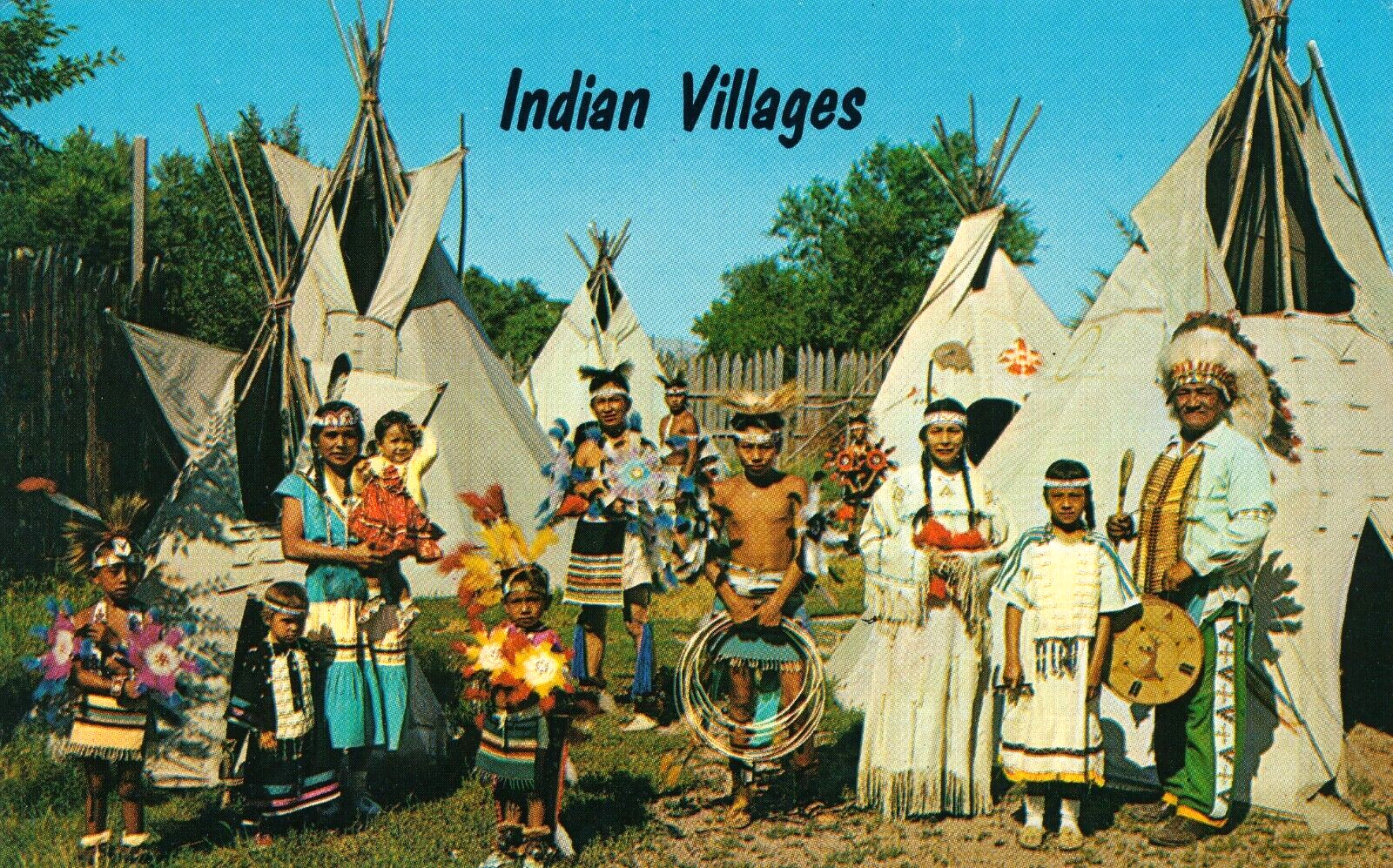 Mesquakie Indian Village at North Platte, NE vintage unposted postcard