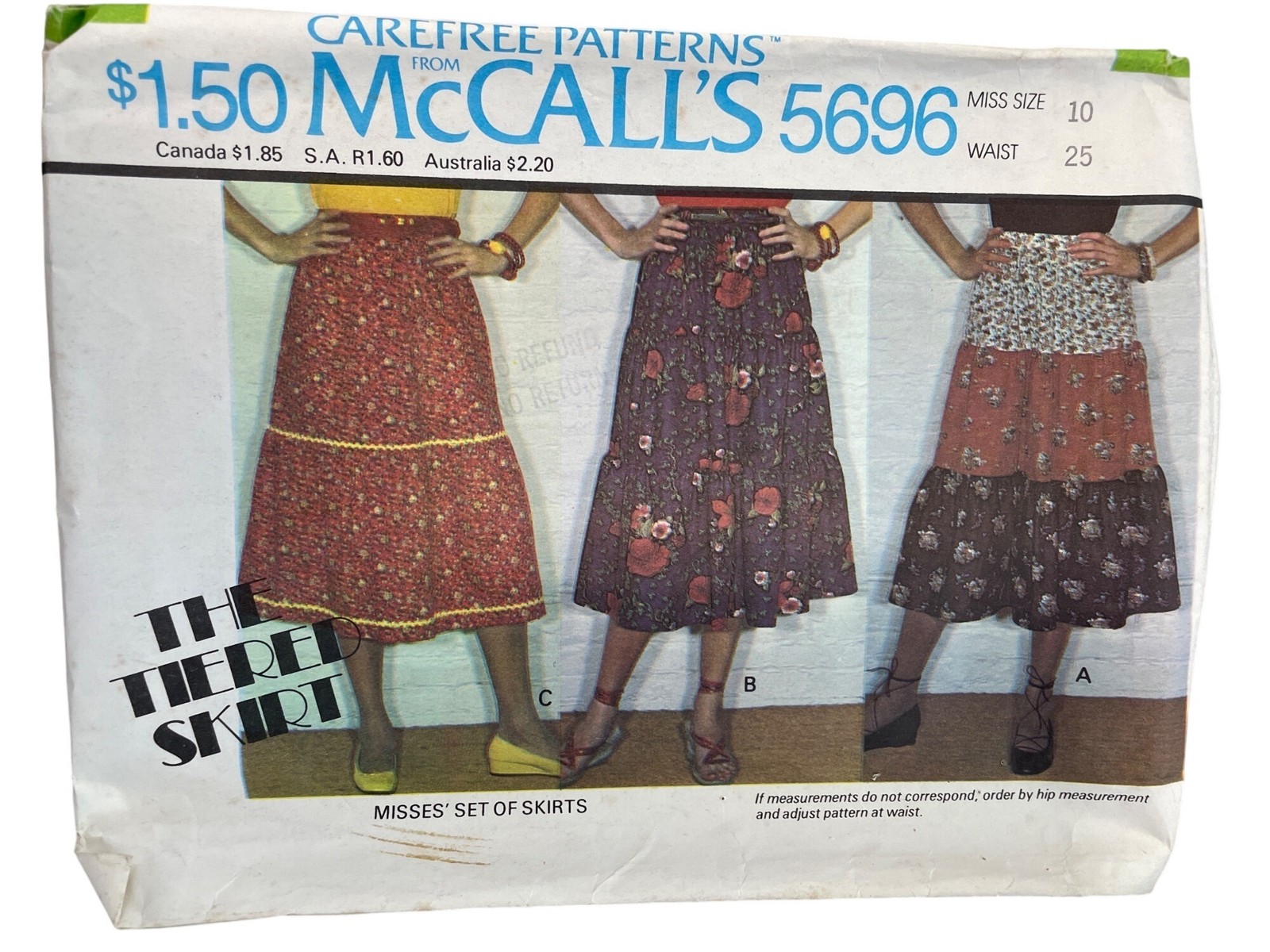Vintage 70s McCall’s 5696 Sewing Pattern Size 10 Misses Tiered Skirts Retro CUT
