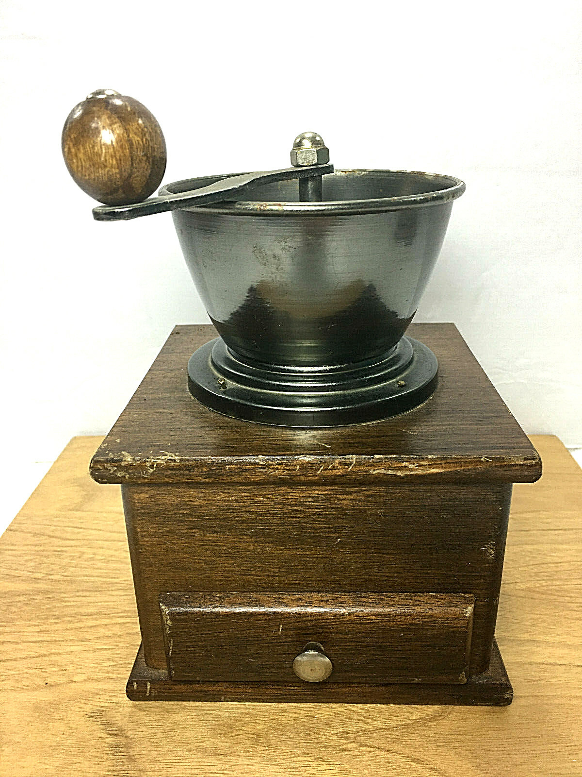 Vintage 50's  Collectible Wooden Manual Coffee Bean Grinder Mill 7