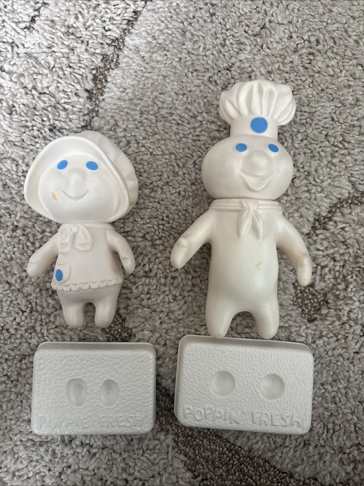 Vintage Pillsbury Doughboy Poppin Fresh & Poppie Fresh Vinyl Figures Lot 1971