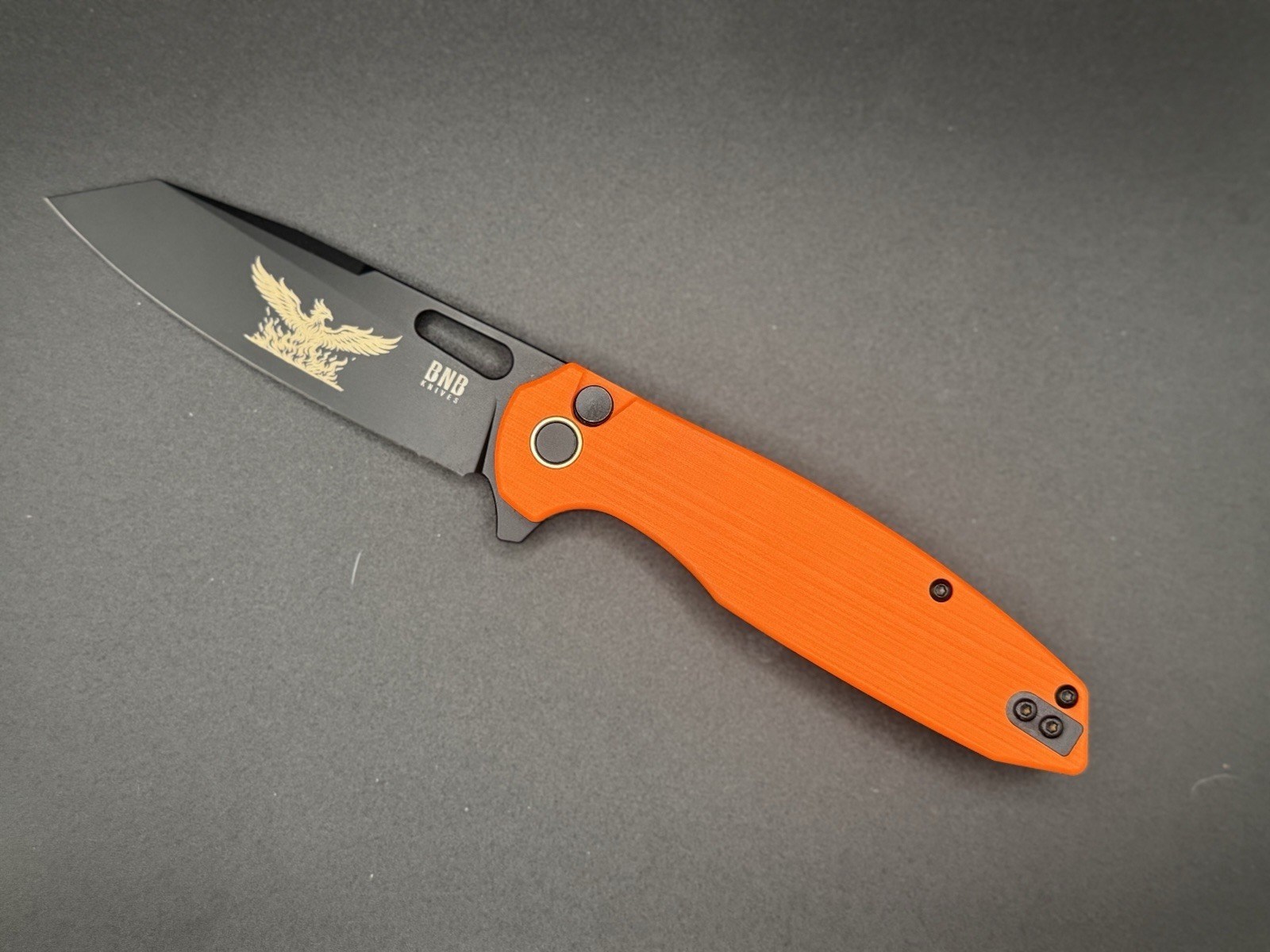 BNB Phoenix Folding knife, 14c28n Blade, UV Orange G10 BNB Phoenix Folding knife, 14c28n Blade, UV Orange G10